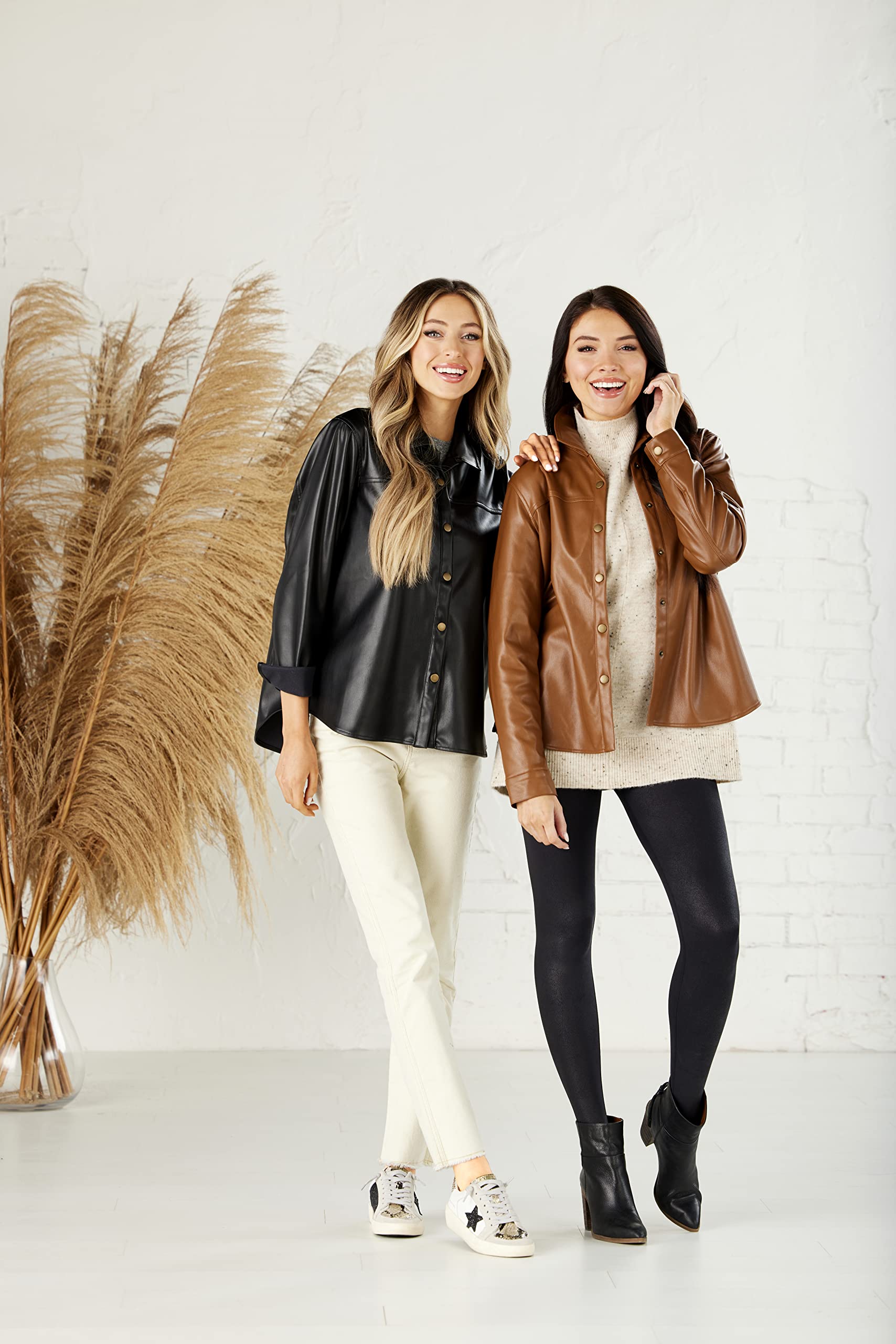 Mud Pie Salem Women's Oversized Leather Shacket Jacket – Stylish & Cozy Outerwear for Fall & Winter Fashion | Perfect for Casual Outings, Layering, and Cold Weather