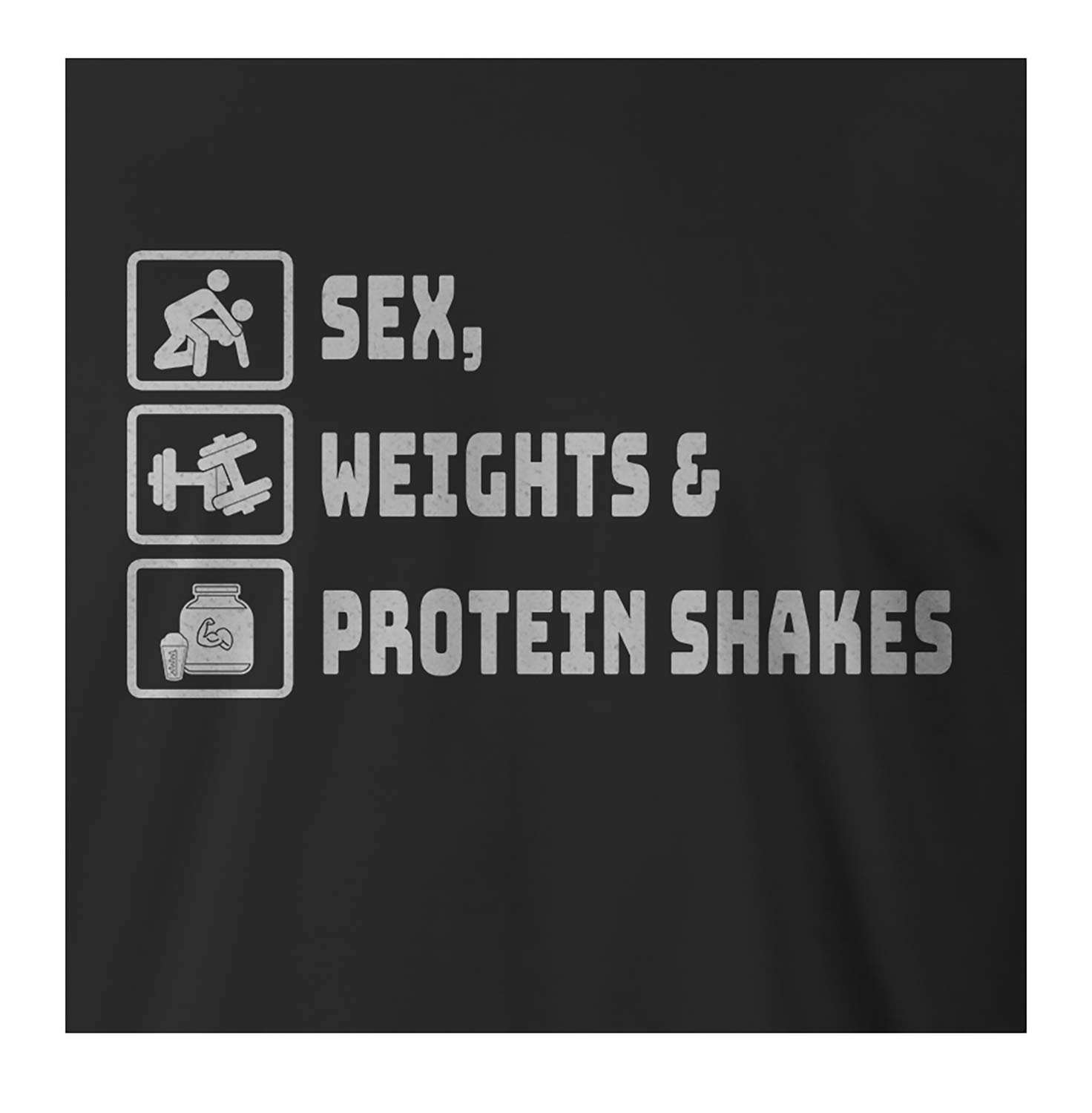 9 Crowns Funny Gym T-Shirt - Sex Weights & Protein Shakes Workout Tee for Gym Lovers | Perfect for Bodybuilding, Weightlifting & Fitness Enthusiasts