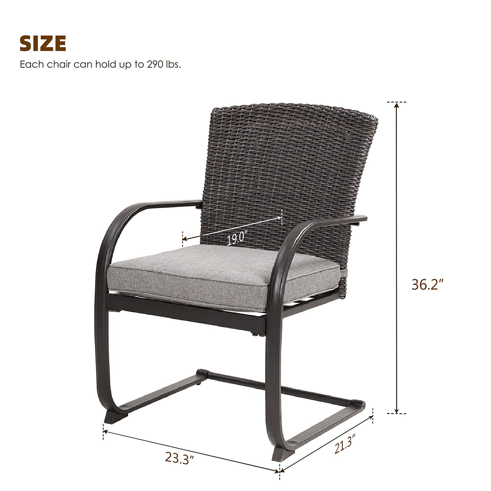 6-Piece Outdoor Wicker Dining Set with Cushions - Patio Furniture Chairs for Garden, Poolside, Backyard & Lawn - Gray Rattan Spring Patio Seating - Perfect for Outdoor Entertaining & Relaxation