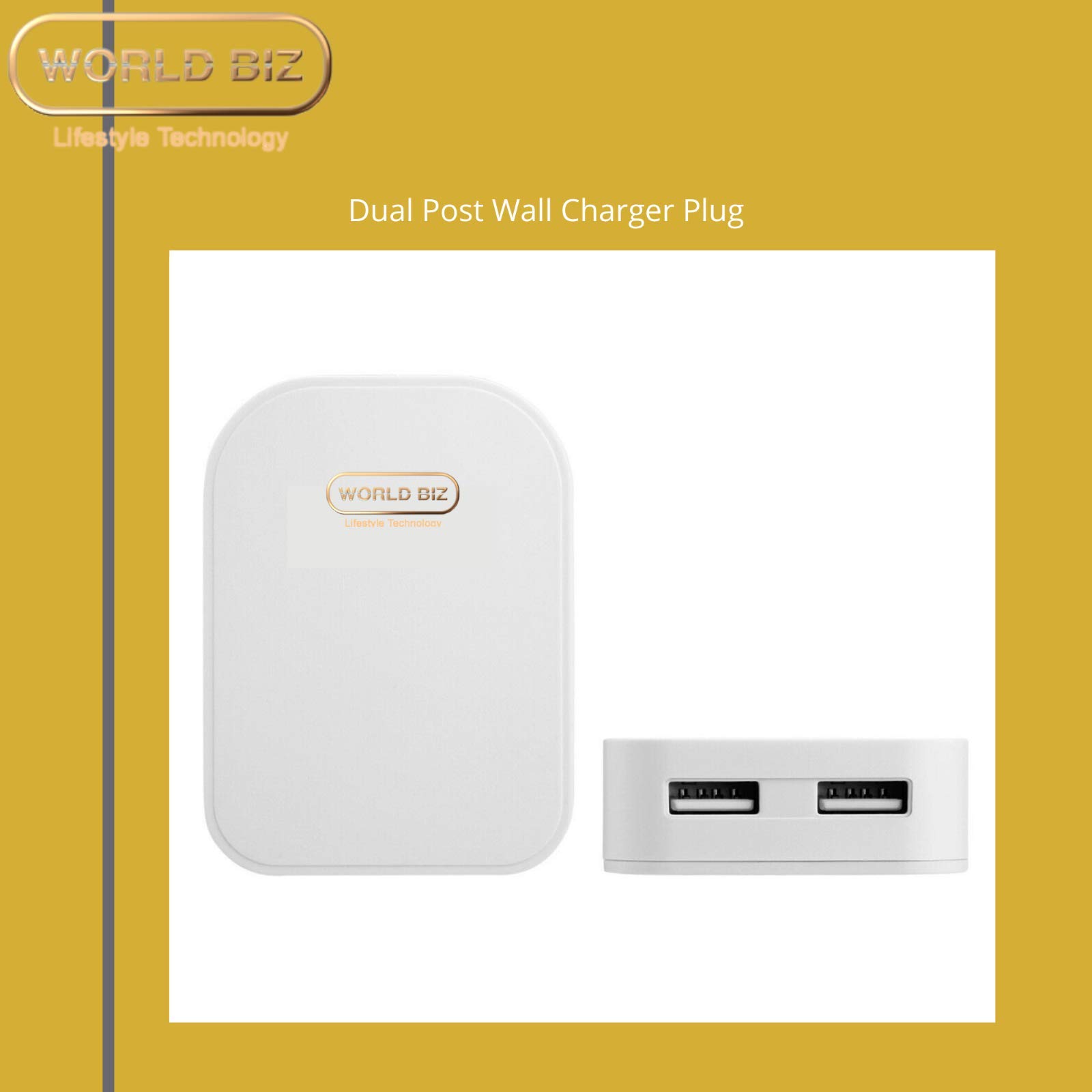 2-Port Foldable Dual USB Wall Charger 2.1A Fast Charging Adapter for iPhone 14/13/12/11/XS/XR/8/7/6, iPad Pro/Air/Mini, Samsung Galaxy - Compact Travel Charger for Home, Office & On-The-Go Use