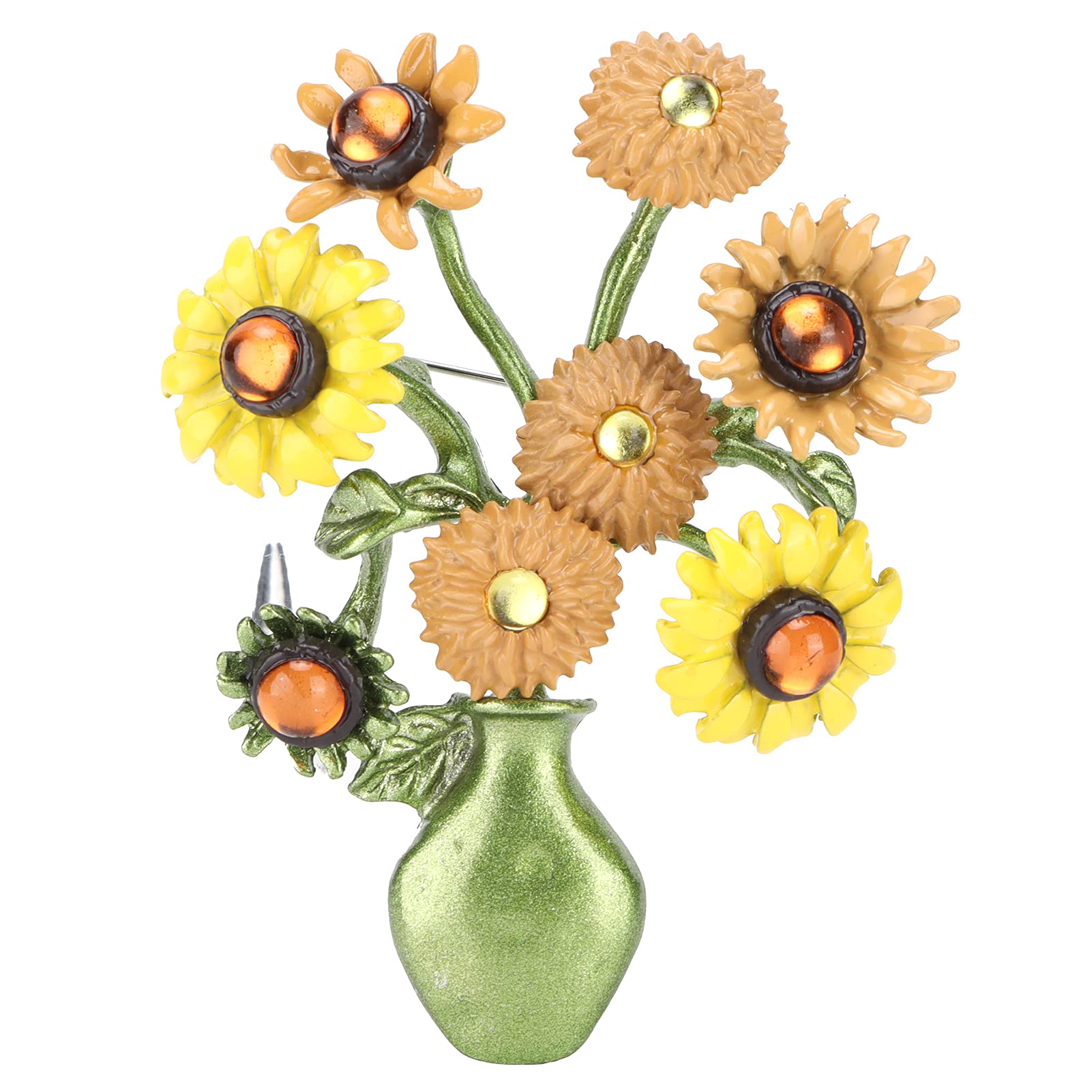 Vintage Sunflower Brooch Pin - Alloy Flower Lapel Pin for Suits, Dresses & Jackets - Elegant Corsage Accessory for Weddings, Parties & Office Wear