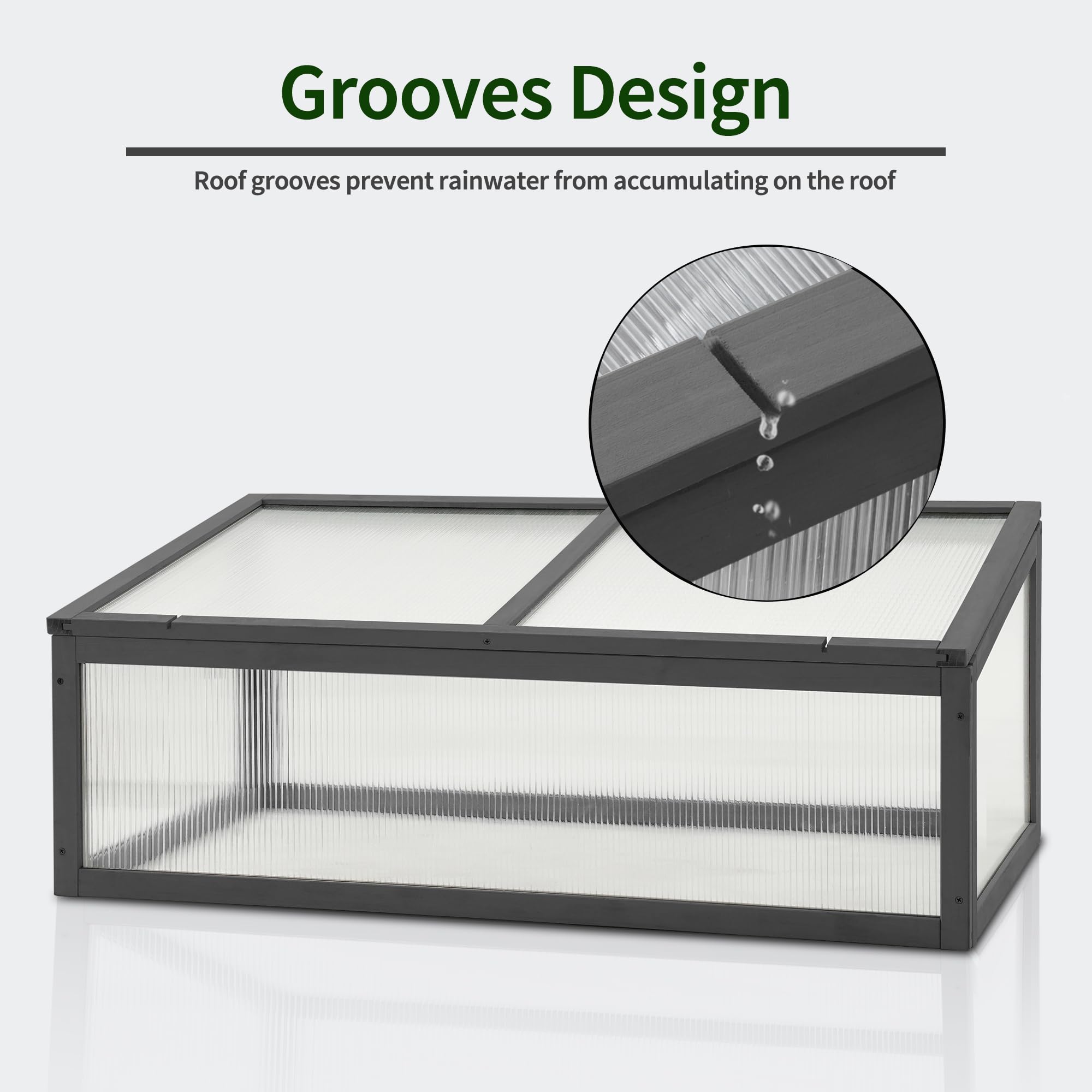 MCombo Portable Wooden Greenhouse Cold Frame - Raised Garden Bed for Plant Protection, 6057-0690 (Grey) | Ideal for Seed Starting, Winter Plant Shelter & Outdoor Gardening