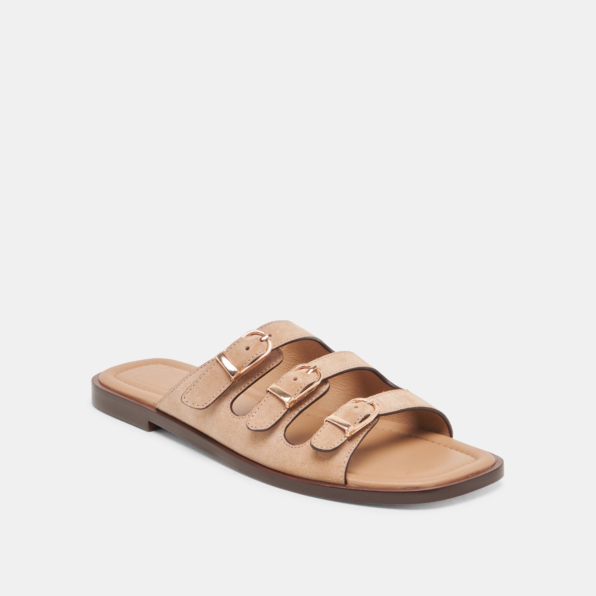 FIN SANDALS TAN SUEDE - Women's Comfortable Summer Beach Sandals with Adjustable Straps for Outdoor, Vacation and Poolside Wear