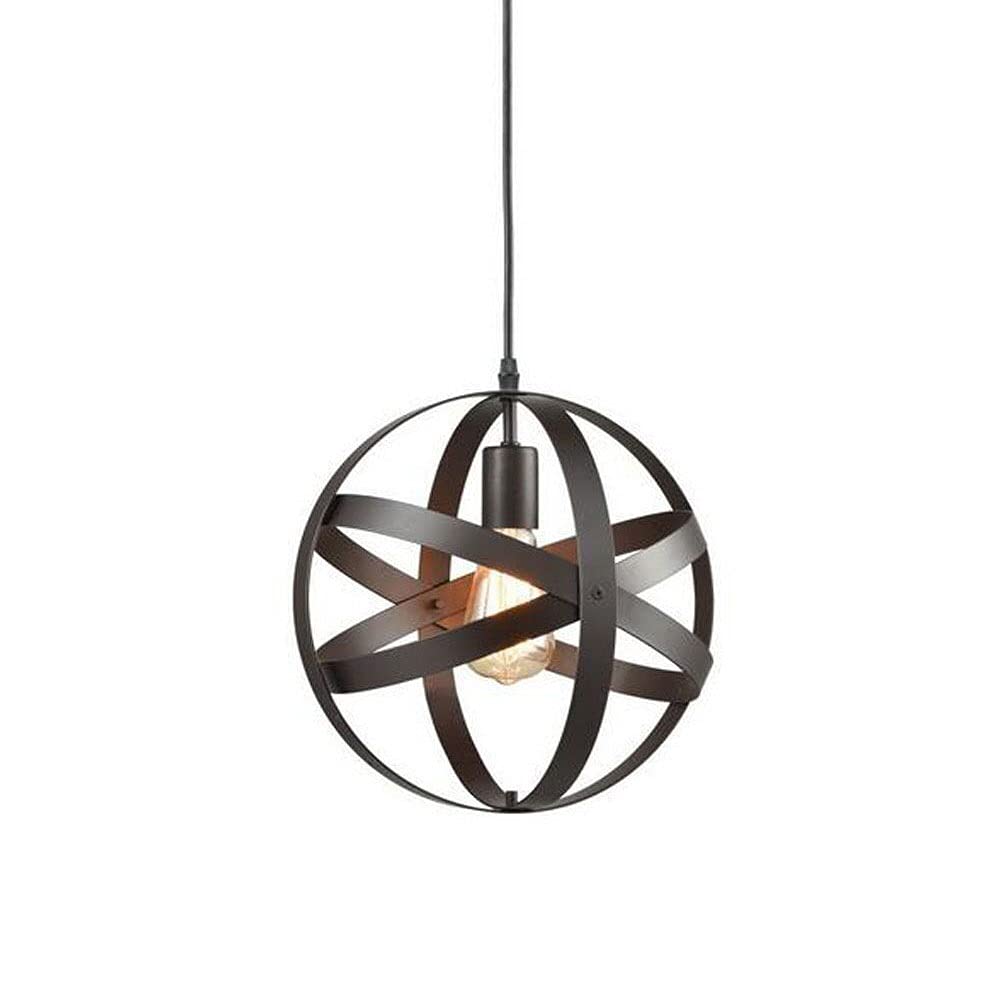 Vintage Industrial Globe Pendant Light - Adjustable Metal Cage Chandelier for Kitchen Island, Dining Room, Foyer - Black Farmhouse Ceiling Lamp (Perfect for Rustic, Industrial & Modern Home Decor)