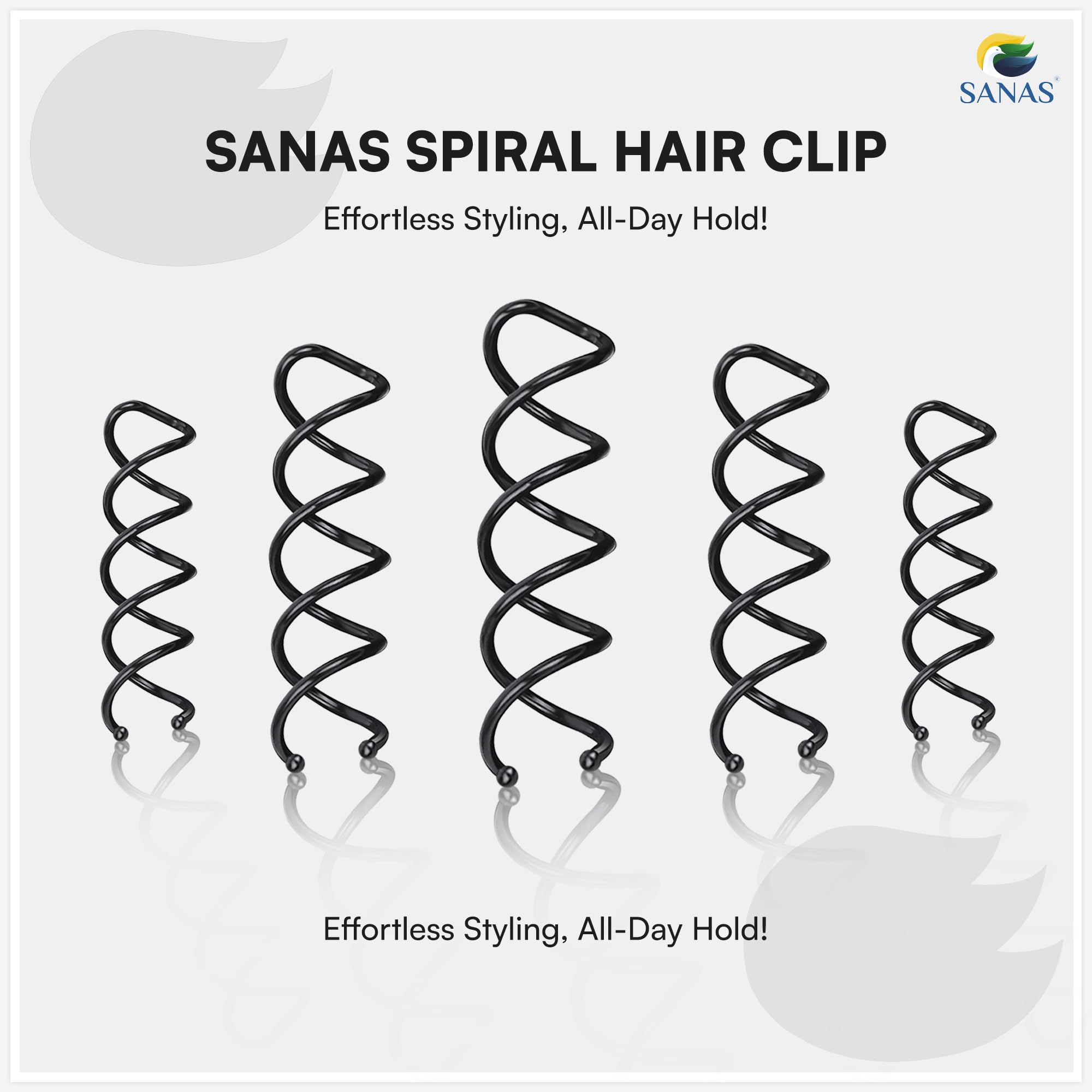 10PCS Sanas Spiral Hair Pins for Women - Metal Twisted Hair Bun Maker, Cute Hair Accessories for Twists & Updos - Spin Pins & Bobby Pins (Black) | Perfect for Weddings, Parties & Everyday Styling