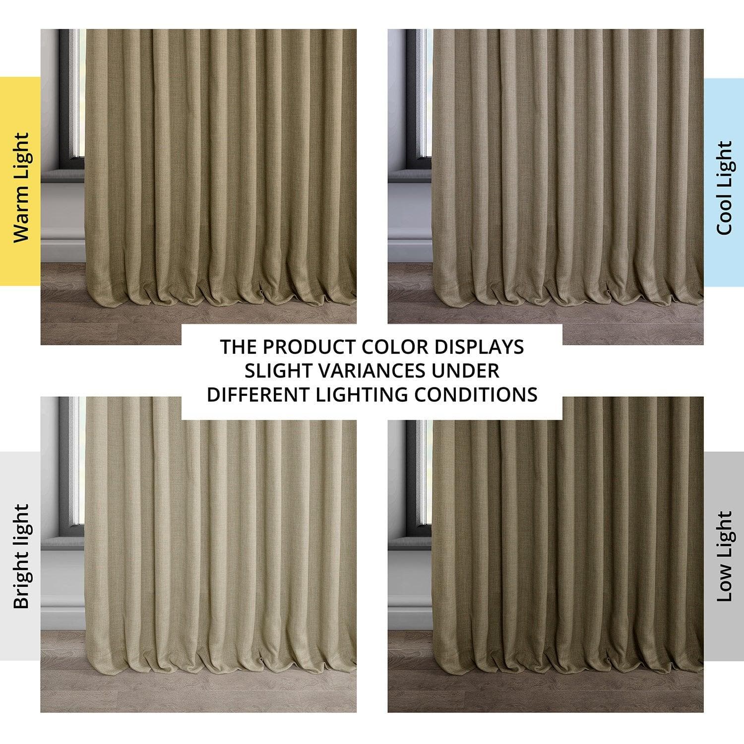 Nomad Tan Extra Wide Textured Faux Linen Blackout Curtains - Thermal Insulated Window Drapes for Living Room, Bedroom & Home Theater