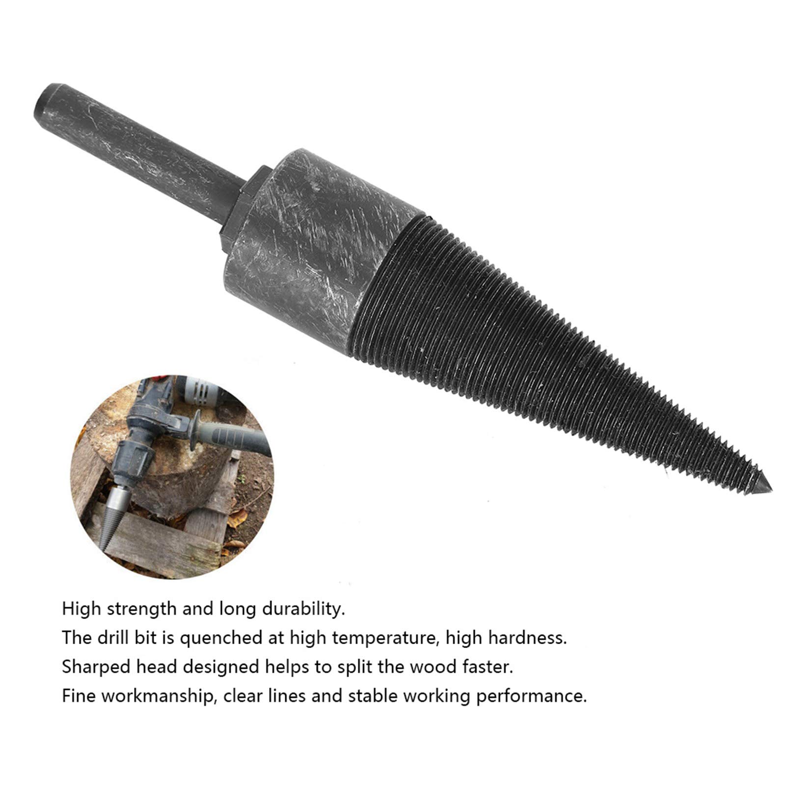 1.3 Inch High Hardness Wood Splitter Drill Bit - Firewood Splitting Cone Reamer Punch Tool for Home Woodworking & DIY Projects | Perfect for Log Splitting, Fireplace Wood Preparation & Outdoor Camping