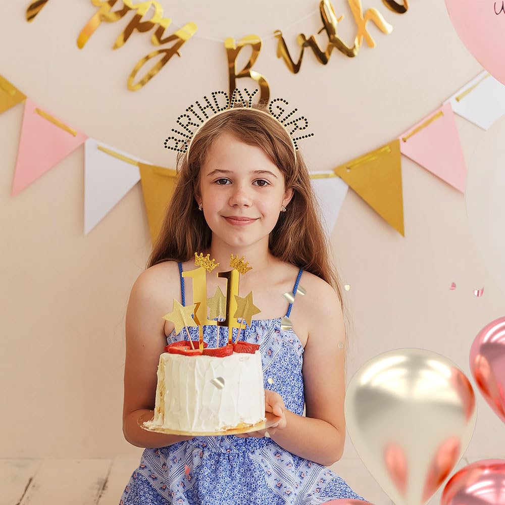 Gold & Black Rhinestone Birthday Tiaras for Women & Girls - Princess Crown Headbands for Christmas, Birthday Parties & Celebrations - Elegant Happy Birthday Accessories & Decorations