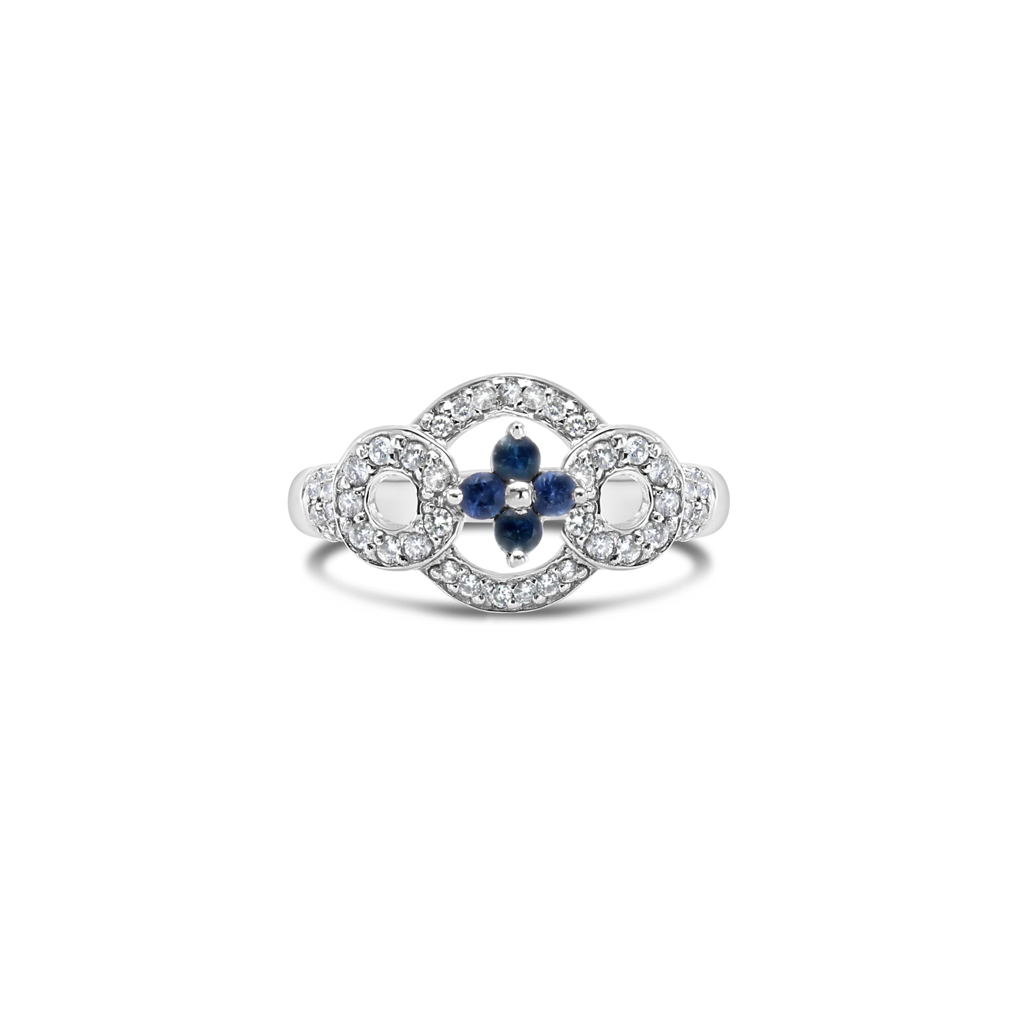 Vintage Style Sapphire Flower Ring with Diamond Accents - Elegant Jewelry for Weddings, Anniversaries & Special Occasions