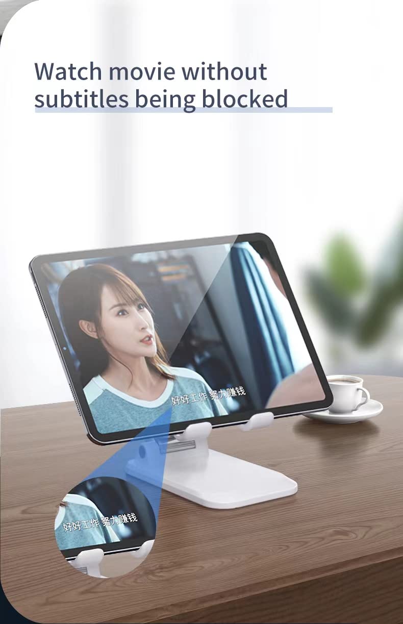 Adjustable Foldable Phone Stand for Desk - Portable Cell Phone Holder Cradle Dock Compatible with iPhone 14/Plus/Pro/Pro Max & Most Smartphones - Perfect for Home Office, Video Calls & Hands-Free Viewing (Black)