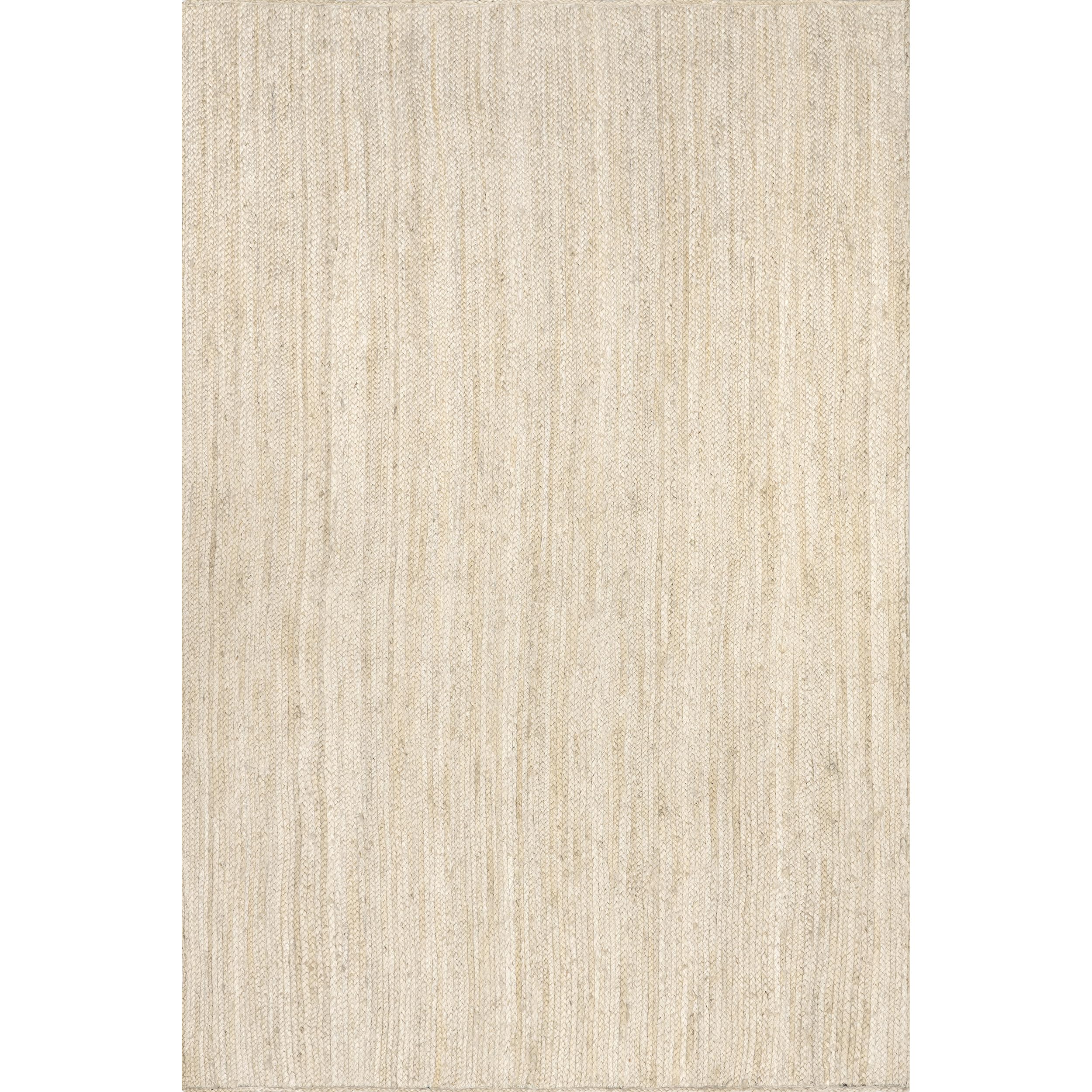 nuLOOM 8x11 Rigo Jute Hand Woven Area Rug - Off White Solid Farmhouse Design Natural Fiber Rug for Bedroom, Living Room, Dining Room, Hallway, Office | Eco-Friendly Home Decor & Cozy Floor Covering
