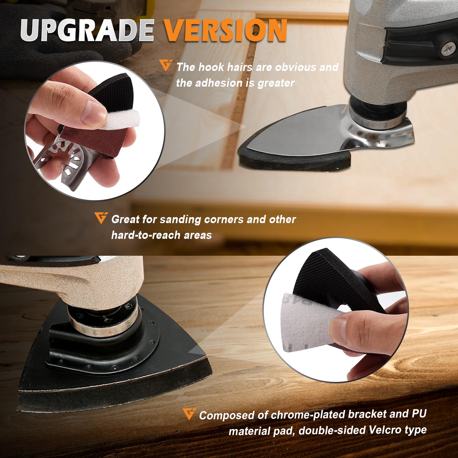 162-Piece Oscillating Tool Sanding Kit - 4 Triangle Pads, 4 Finger Pads, 4 Multi-Tool Blades & 150 Sandpaper Sheets - Perfect for Wood Finishing, DIY Projects & Home Renovation