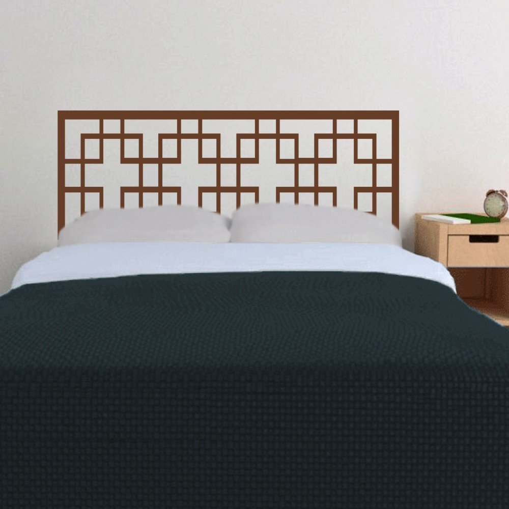 Brown Squares Headboard Wall Decal - X-Large Vinyl Bedroom Wall Art for Dorm Decor, Modern Headboard Wall Sticker, Perfect for Bedroom, Living Room, and Nursery Wall Graphic Decor