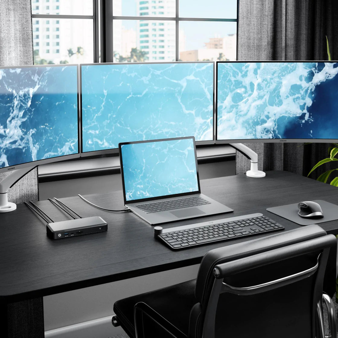 ALOGIC Triple 4K Display Universal Docking Station DX3 - 100W Power Delivery for Laptop Charging, 3x DisplayPort 4K 60Hz Support - Ideal for Home Office, Gaming & Multi-Monitor Workstations
