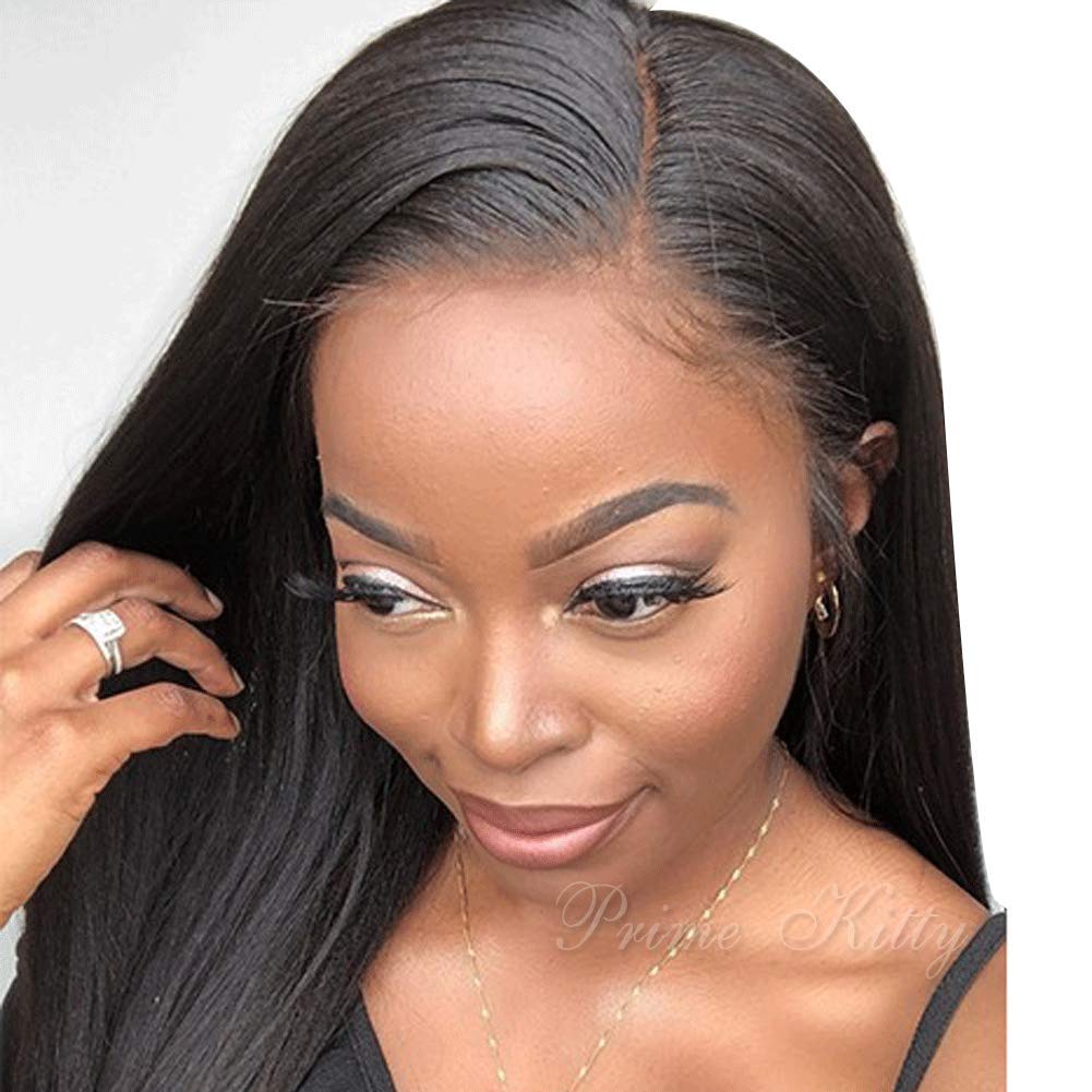 Silky Straight 150% Density 9A Remy Peruvian Human Hair Wig with Baby Hair - 12