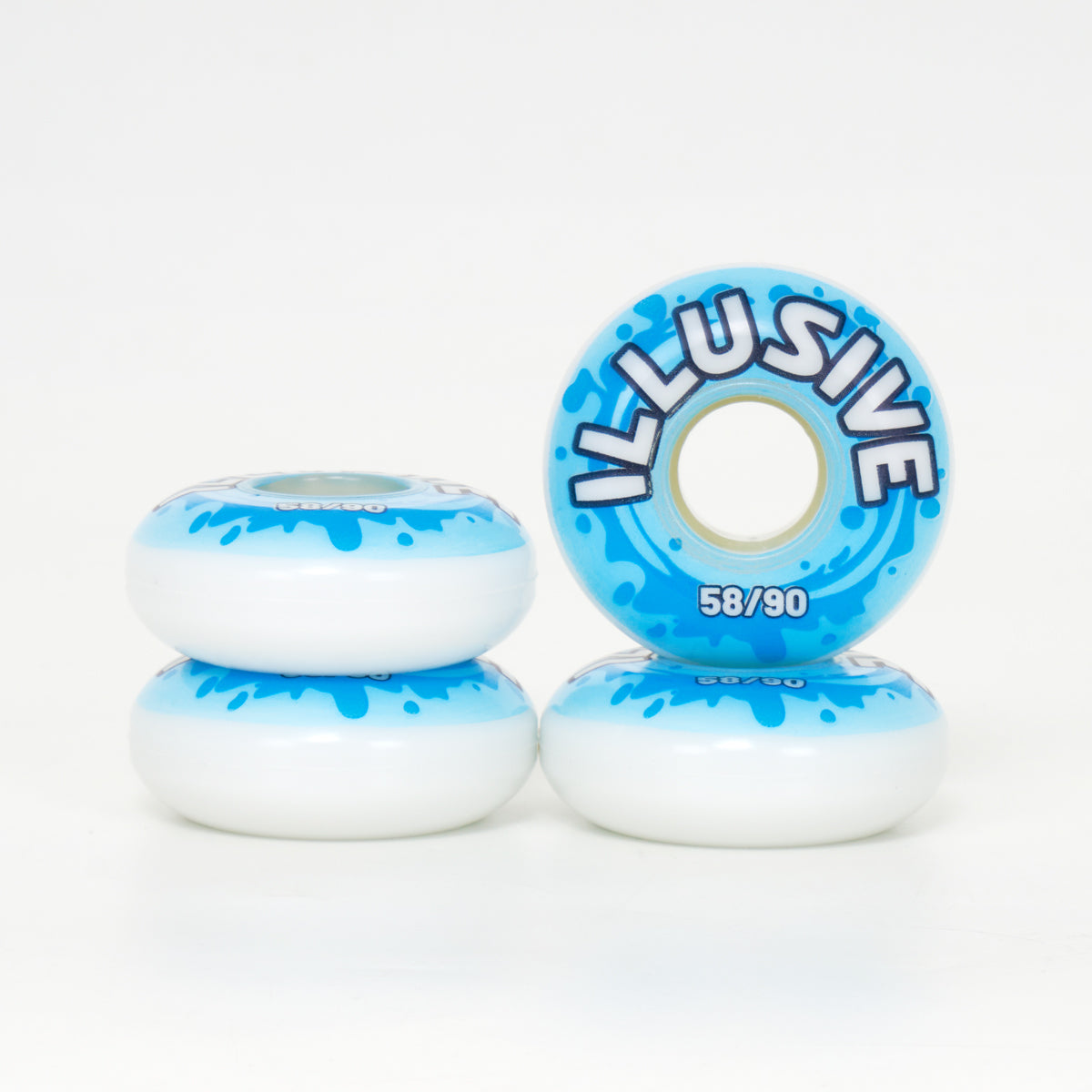 Illusive 58mm 90a Skate Wheels for Street & Park Skating - Smooth Ride & Durable Performance - Perfect for Cruising, Tricks & Vert Skating