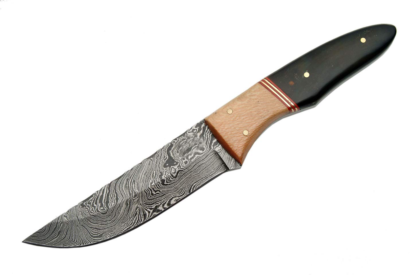 Premium Damascus Oak Hunter Knife - Handcrafted Full Tang Hunting Knife with Leather Sheath - Perfect for Outdoor Adventures, Camping & Survival Gear