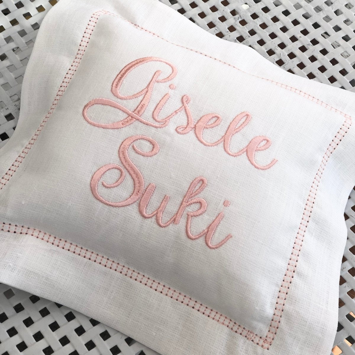 Personalized Embroidered Linen Baby Cushion - Custom Name Pillow for Nursery, Christening Gift & Newborn Photo Props