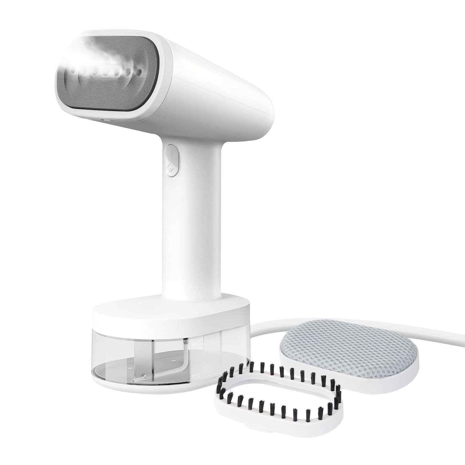 HubiCare 1500W Handheld Clothes Steamer with 250ml Large Water Tank - Portable Fabric Wrinkle Remover for Travel, Home & Office Use - Compact Garment Steamer for Dresses, Suits & Curtains (White, 120V Only)