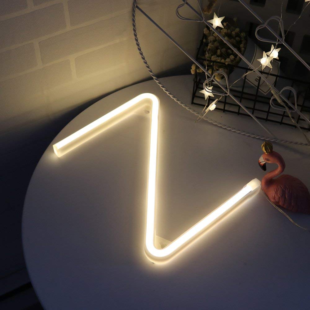 LED Warm White Neon Night Lights - Battery/USB Powered Letter Neon Signs for Kids Room, Home Decor, Bar, Club, Party | Perfect for Birthday, Anniversary, Wedding & Festival Decorations