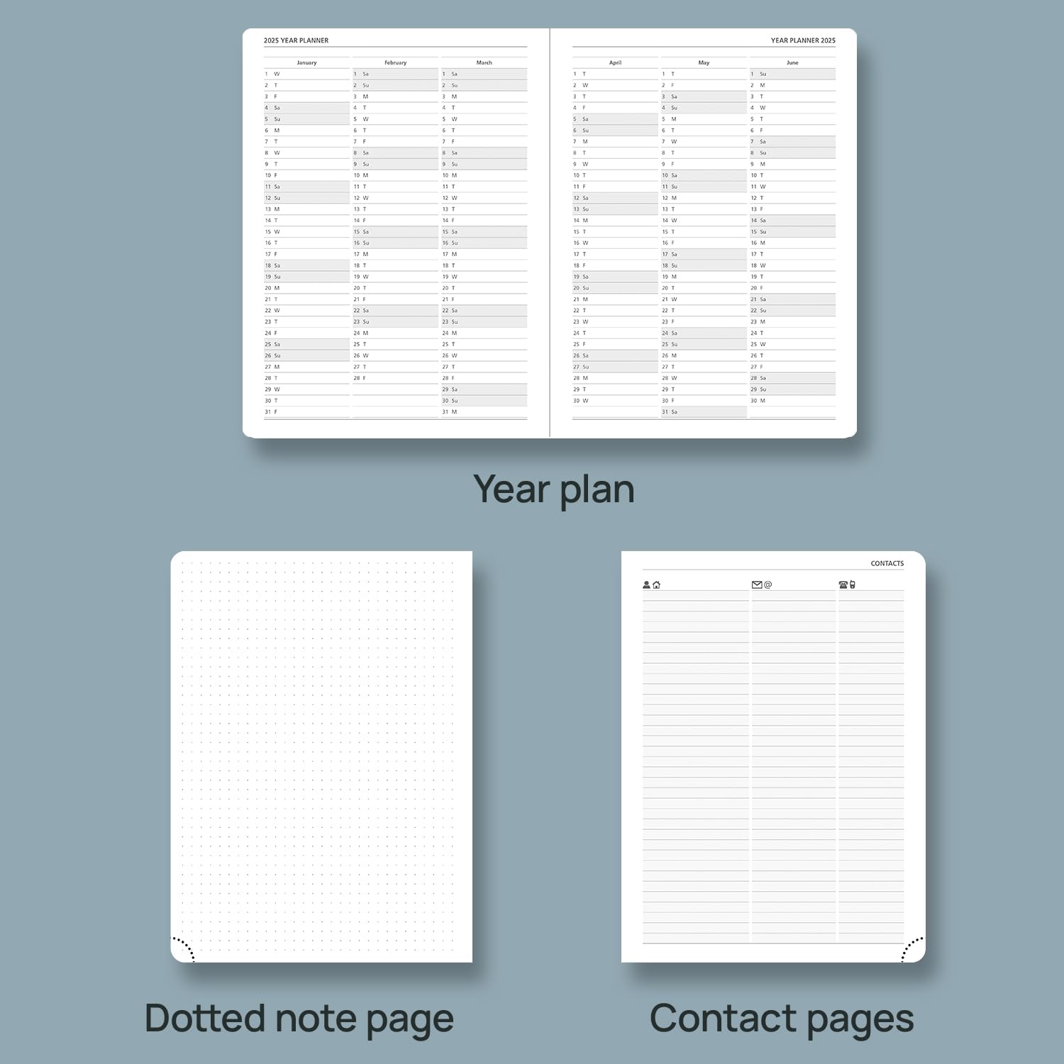 POPRUN 2025 Planner - 6.5'' x 8.5'' Weekly & Monthly Calendar Notebook with Leather Soft Cover | Time Management Organizer with Monthly Tabs, Inner Pocket & 100GSM Thick Paper (Cerulean Blue) | Perfect for Office, School, Business Planning & Personal Scheduling