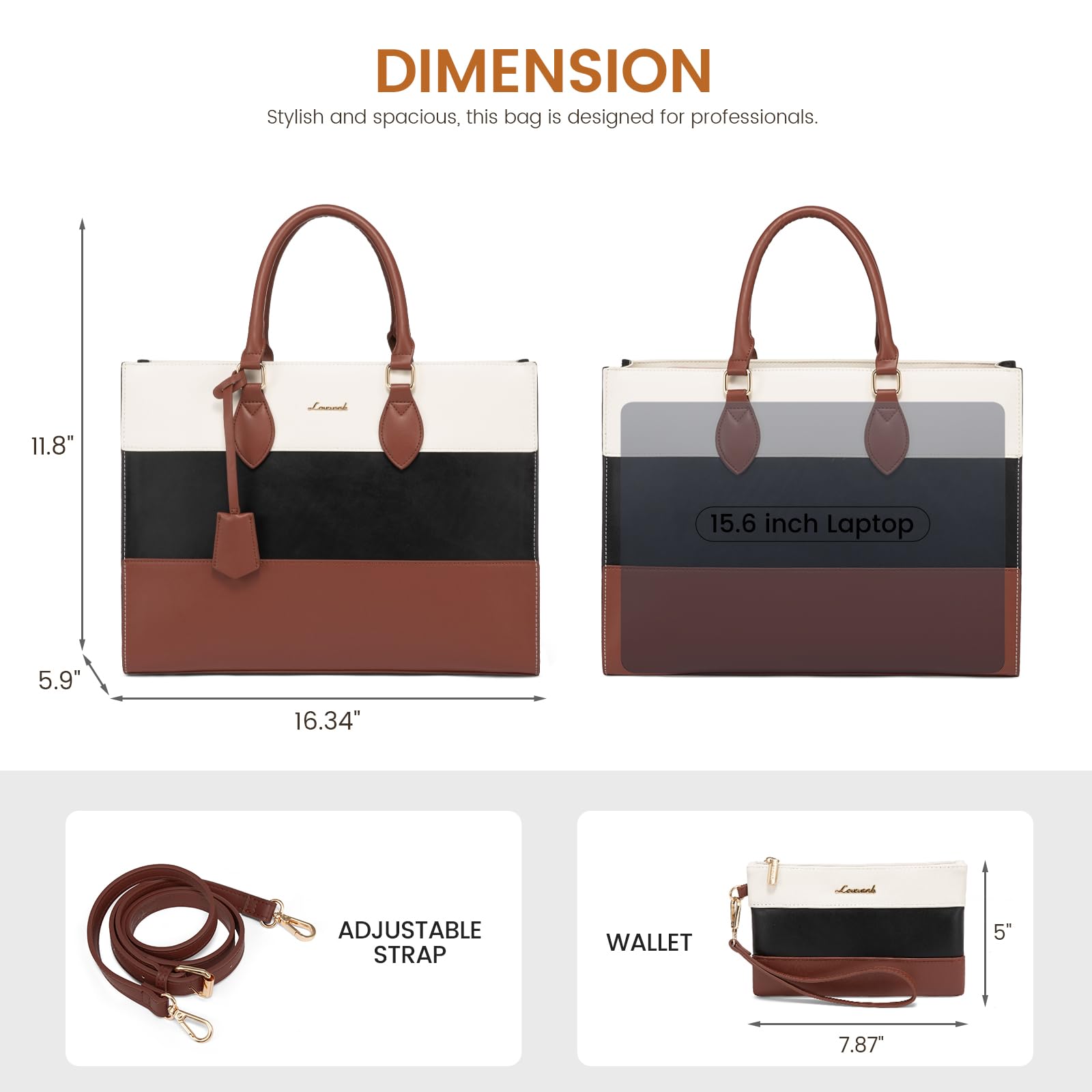 LOVEVOOK Women's Laptop Tote Bag - Professional Business Office Computer Briefcase with Detachable Clutch Purse - Perfect for Work, Commuting & Travel Accessories