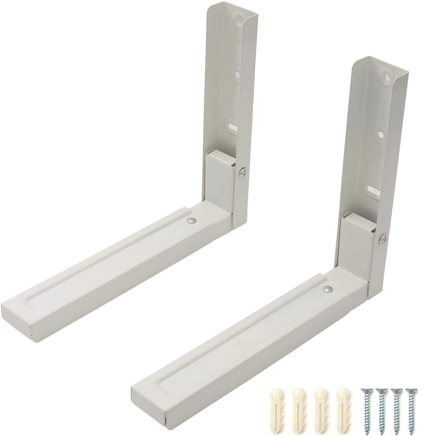 **Foldable Adjustable Microwave Wall Mount Bracket - Extendable Arm, Holds Up to 100 lbs, White - Perfect for Kitchen, RV, Dorm & Small Spaces**