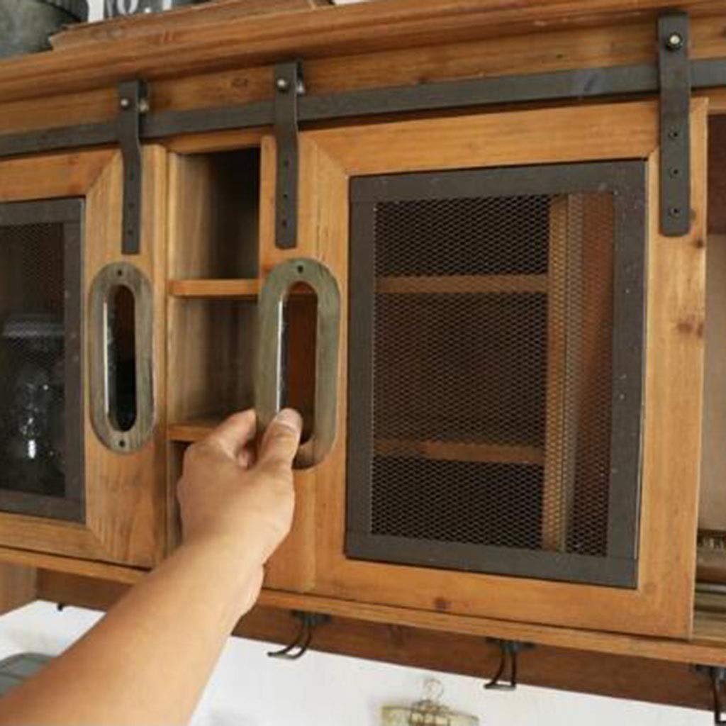Rustic Brown Wood Wall Storage Cabinet with Sliding Barn Doors for Home & Office