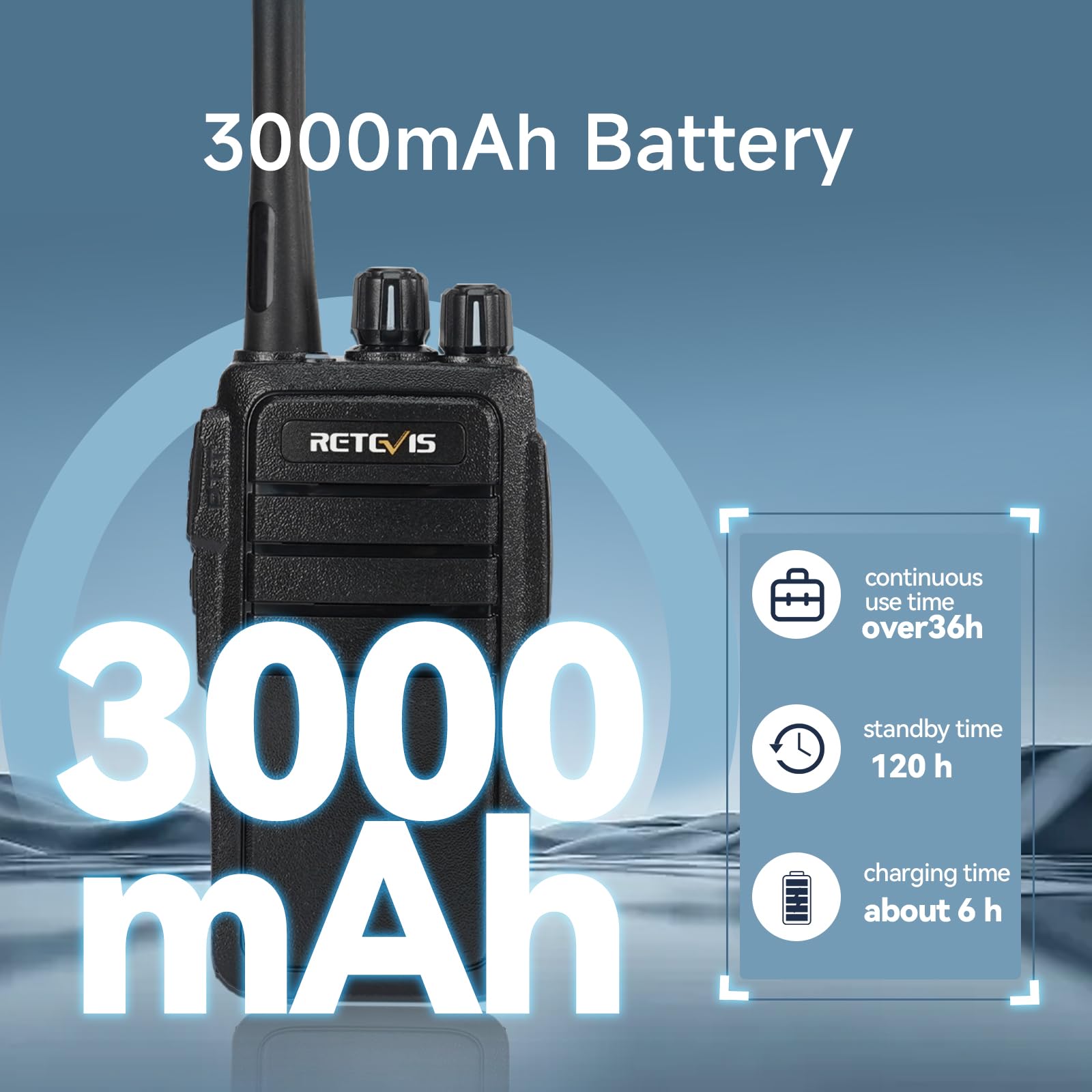 Retevis RT21 3000mAh Rechargeable Long Range Two Way Radios (10 Pack) - 16CH VOX Hands-Free Walkie Talkies for Business, Retail, Construction & Farming - Durable Heavy Duty Communication for Job Sites, Warehouses & Outdoor Activities