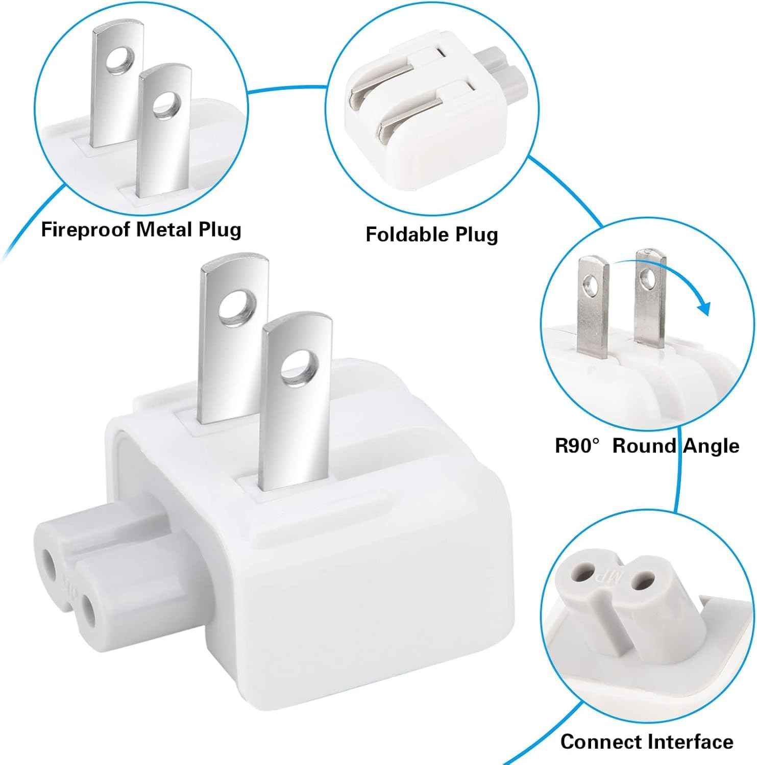Original Mac AC Wall Adapter Plug Duckhead - US Standard Wall Charger with AC Power Cord for MacBook, iBook, iPhone & iPod (2-Pack) - Perfect for Home, Office & Travel Charging
