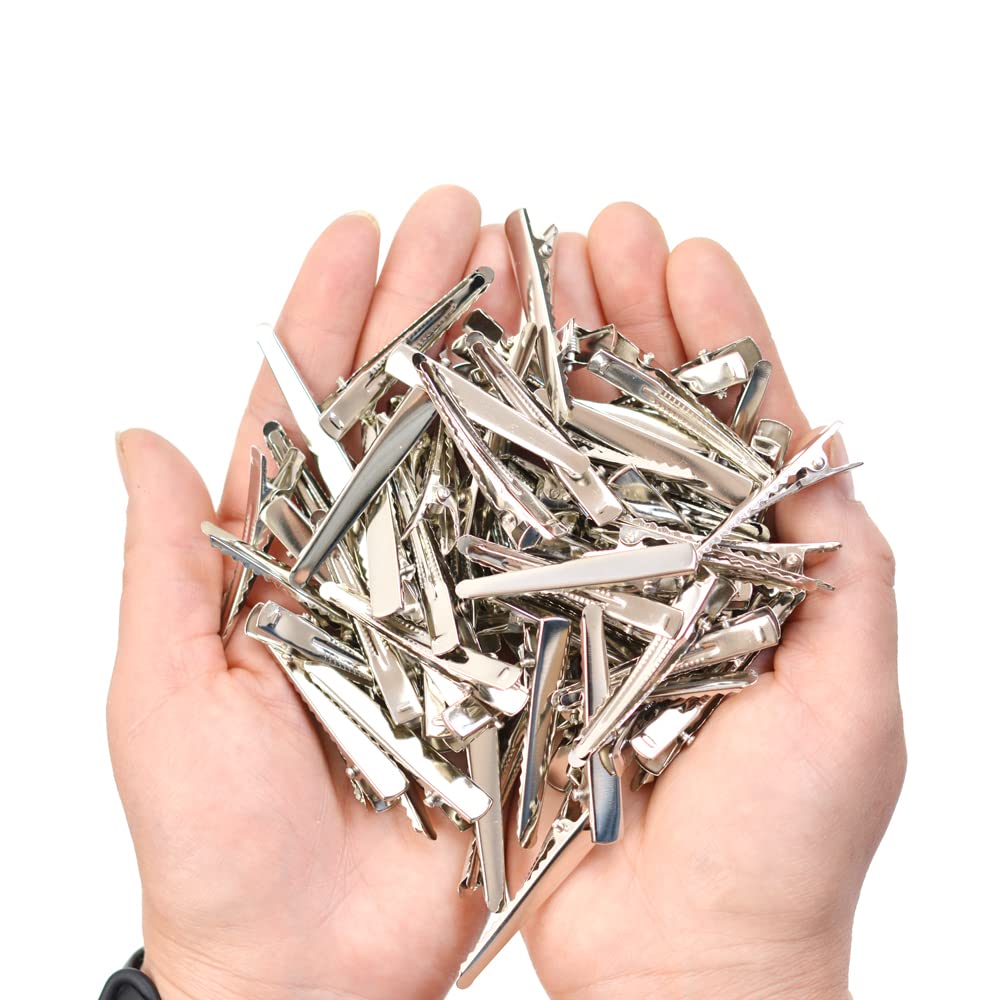 100 Pieces 1.85 Inch Metal Crocodile Hair Clips - Single Prong Barrettes for Women, DIY Hair Accessories for Parties, Weddings & Everyday Styling