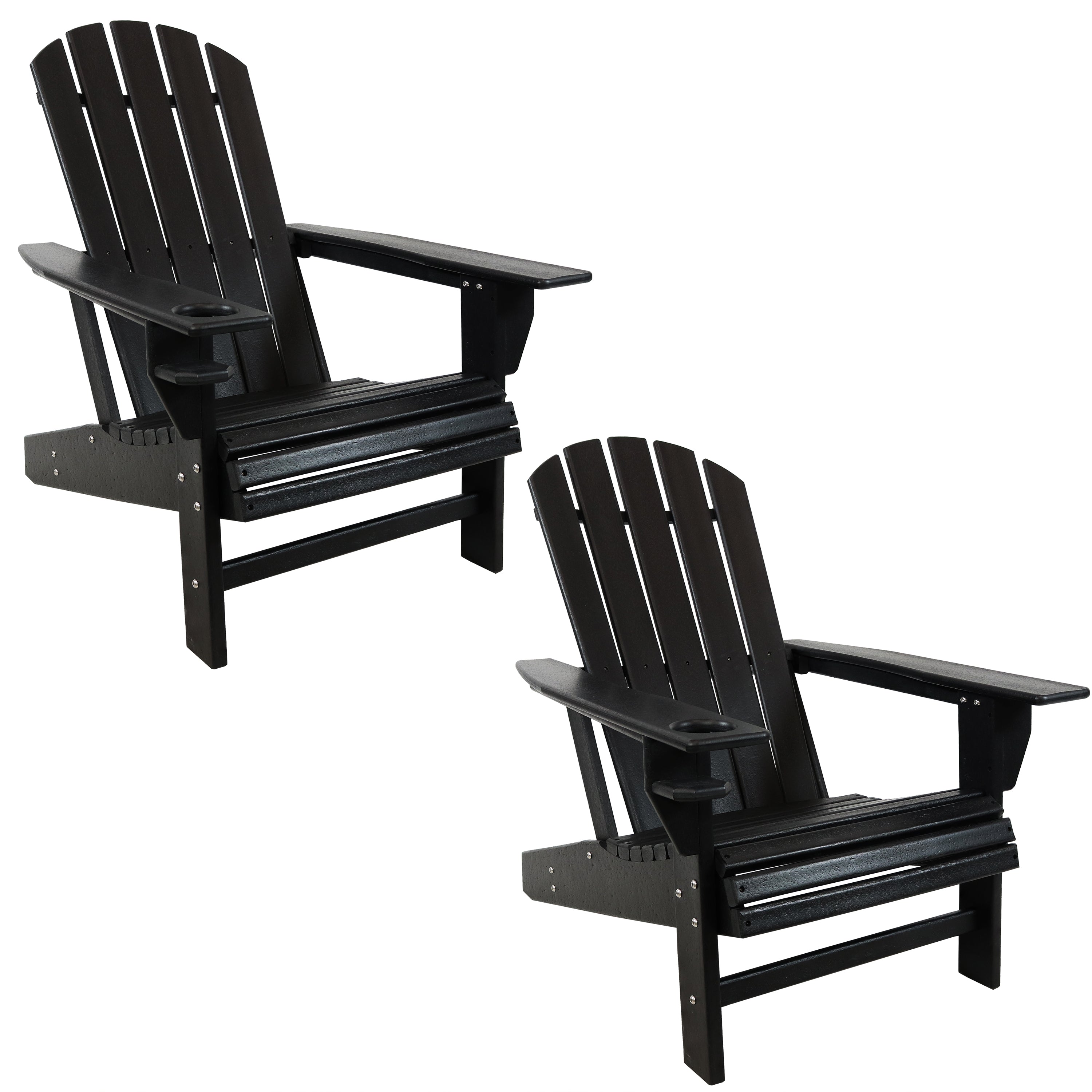 Durable All-Weather Lake Style Adirondack Chair with Cup Holder - Perfect for Outdoor Patio, Garden, Beach & Poolside Relaxation