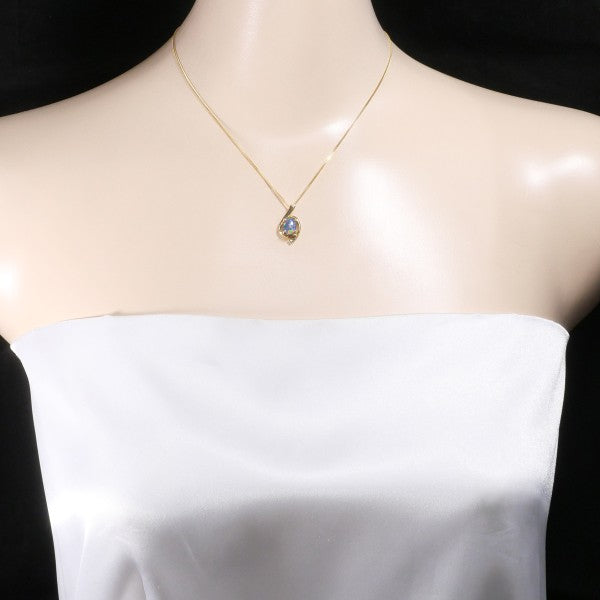 18K Yellow Gold Synthetic Stone Necklace for Women - Elegant Layering Jewelry for Daily Wear, Party & Gift Giving