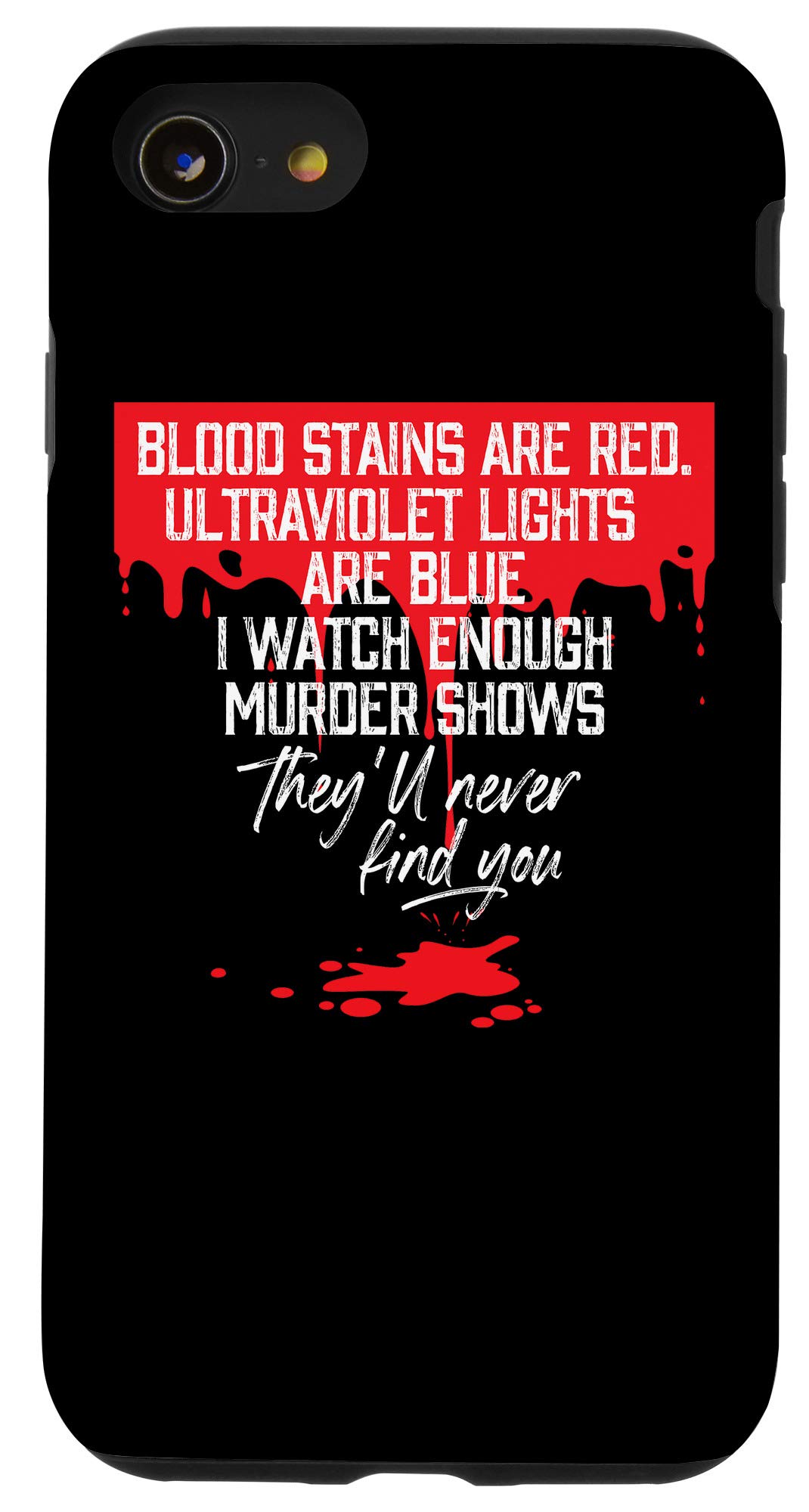 iPhone SE (2020)/7/8 True Crime Case Phone Cover - Blood Stain Red & UV Blue Design | Protective Case for iPhone SE 2020, iPhone 7 & 8 | Perfect for True Crime Fans & Mystery Enthusiasts