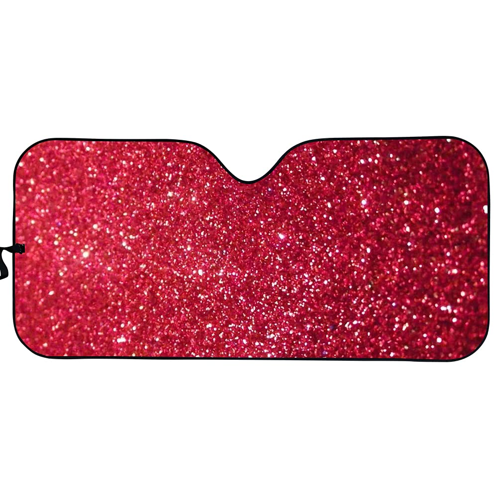 WELLFLYHOM Red Galaxy Stars Sun Shade for Car Windshield - Foldable Sun Visor for Women & Girls, Portable Sun Shield for Car, Truck, SUV Front Window - Perfect for Summer Travel & Outdoor Parking