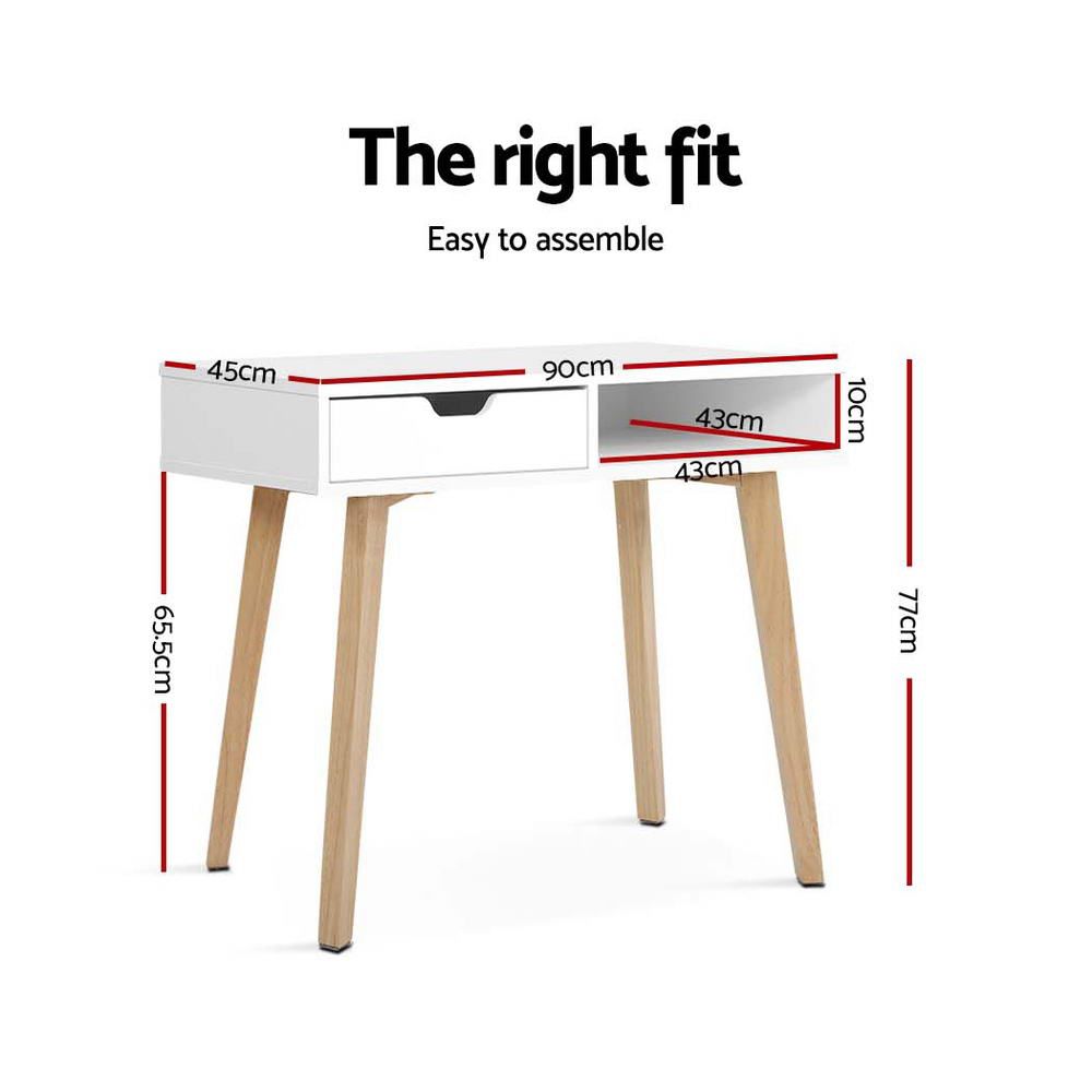 Modern White Office Computer Desk with Storage Drawers - Ergonomic Study Table for Students & Professionals - Perfect for Home Office, Dorm Room, and Small Spaces