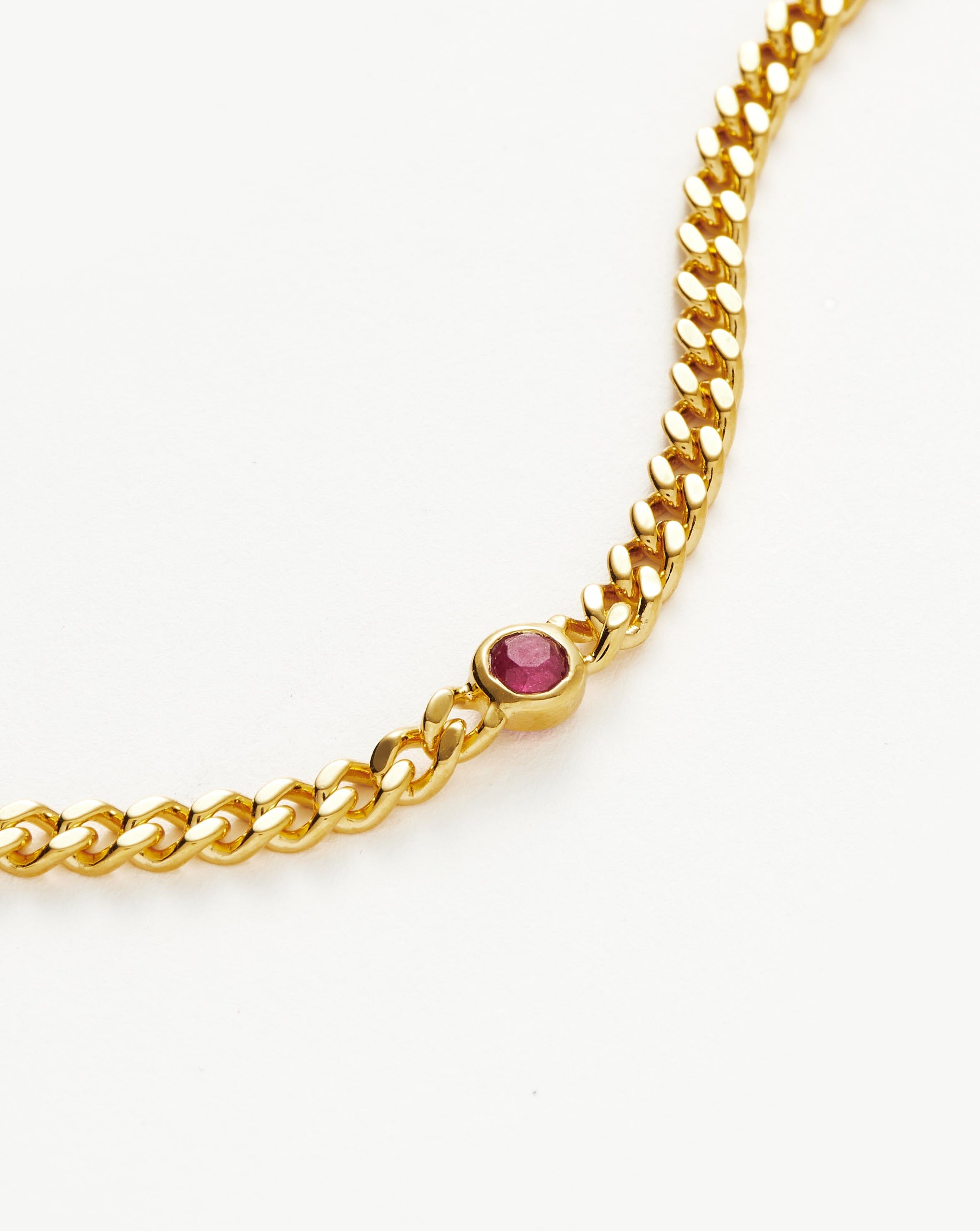 July Birthstone Chain Bracelet - 18k Gold Plated Vermeil with Genuine Ruby | Elegant Jewelry Gift for Women, Birthday, Anniversary & Special Occasions