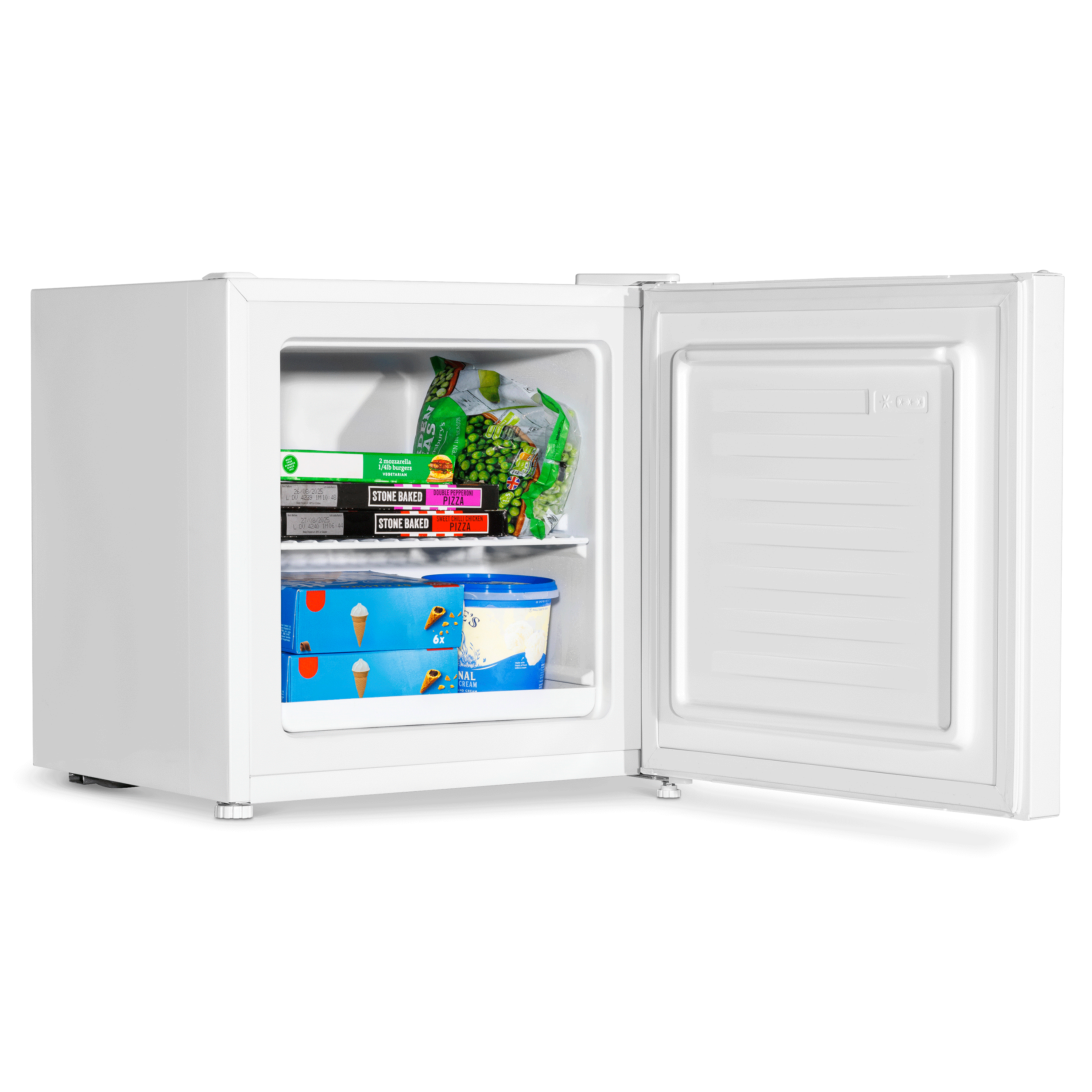 Baridi 31L Mini Tabletop Fridge Freezer with Reversible Door - Compact White Refrigerator for Bedroom, Office, Dorm & Small Spaces - Perfect for Drinks, Snacks & Beauty Products Storage