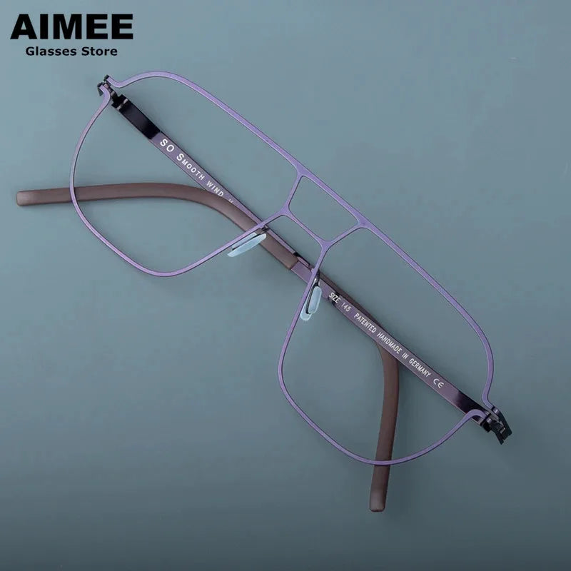 Aimee Unisex Full Rim Big Square Stainless Steel Eyeglasses Frame 8217 - Trendy & Durable for Work, Reading, and Fashion