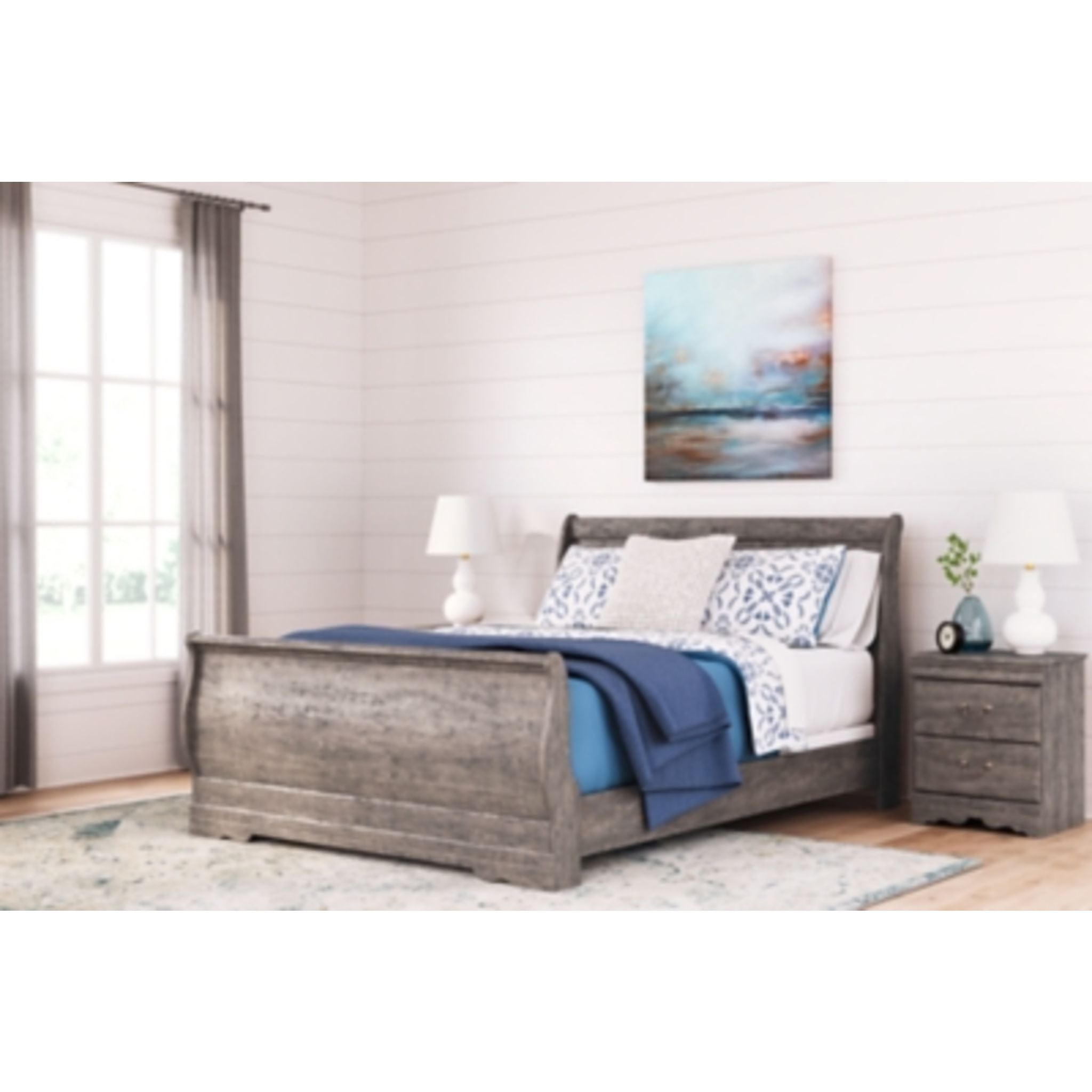 Bayzor Queen Size Bed Frame with Headboard - Modern Gray Upholstered Platform Bed for Bedroom, Guest Room, or Dorm