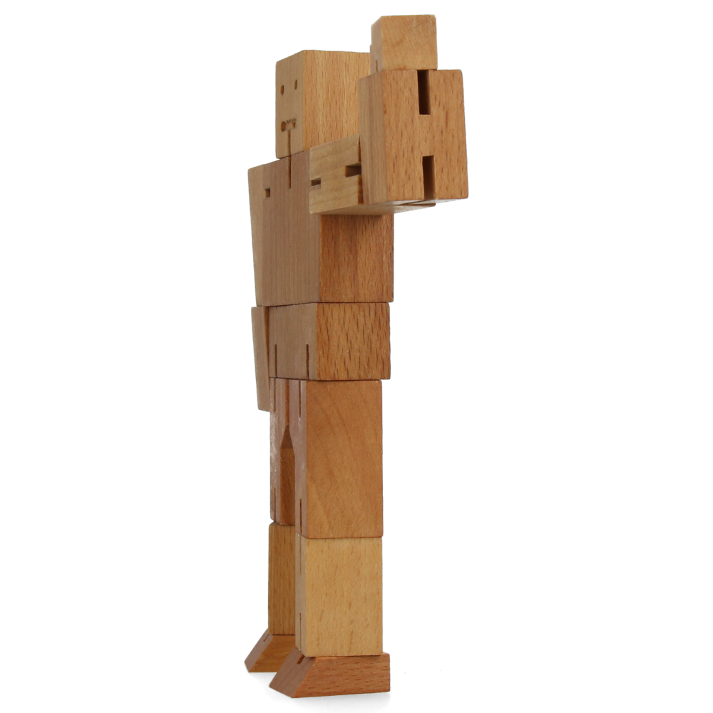 Cubebot Small Natural Wooden Puzzle Toy - Fun Brain Teaser for Kids & Adults, Perfect for Home, Office & Travel