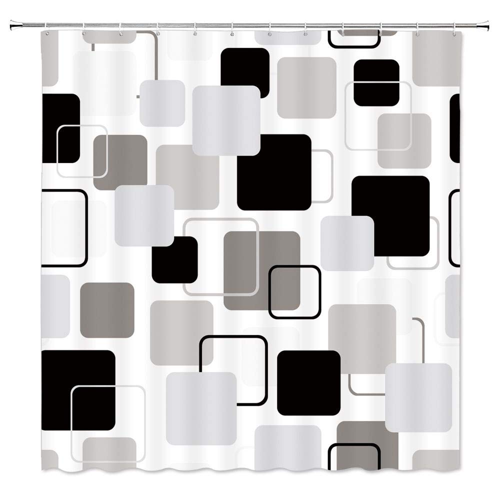 Modern Geometric Shower Curtain - Abstract Diamond Checkered Design for Stylish Bathroom Decor