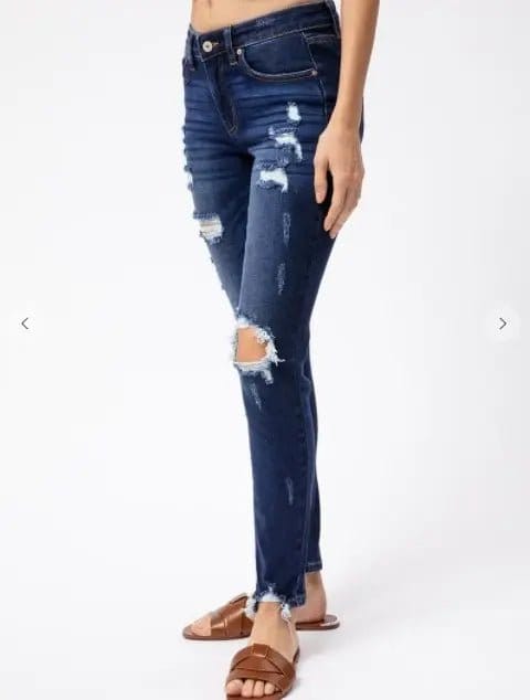 Mid Rise Distressed Kan Kan Jean - Vintage High Waisted Ripped Denim Pants for Women | Perfect for Casual Outfits, Street Style & Everyday Wear