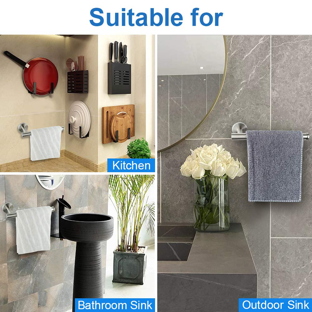 Premium TocTen 9-Inch Stainless Steel Towel Holder - Thickened SUS304 Brushed Nickel Wall Mounted Bathroom Towel Ring for Hand & Kitchen Towels - Durable & Rustproof for Home, Spa, or Gym Use