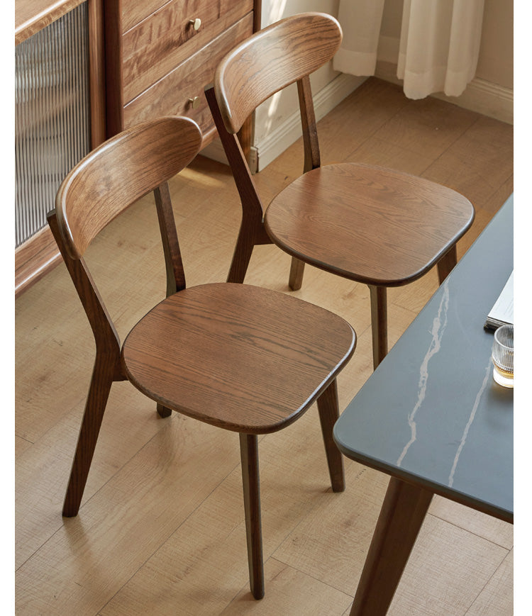 Solid Wood Dining Chair with Curved Backrest - Oak, Cherry, Beech Wood Options - Perfect for Kitchen, Dining Room & Restaurant Seating