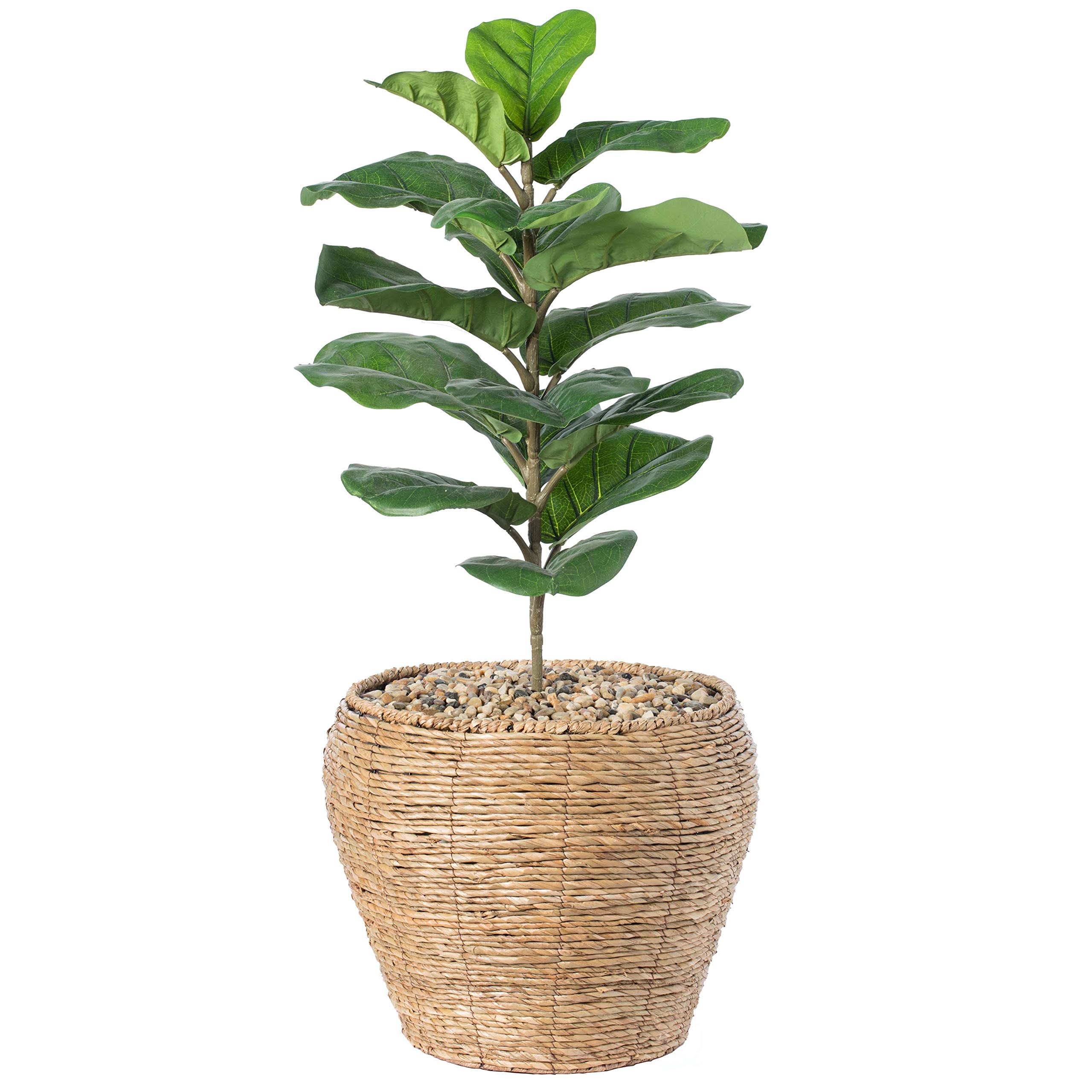 Vintiquewise Large Woven Round Flower Pot Planter Basket with Leak-Proof Plastic Lining - Perfect for Indoor Plants, Home Decor, and Garden Decorations
