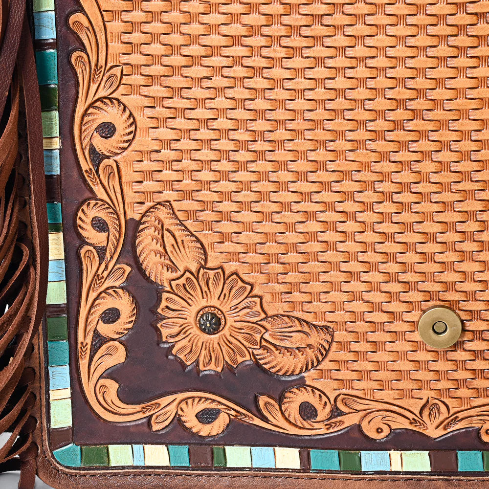 American Darling Turquoise Cactus Tooled Leather Crossbody Bag for Women | Western Boho Style Purse | Perfect for Music Festivals, Travel & Everyday Use