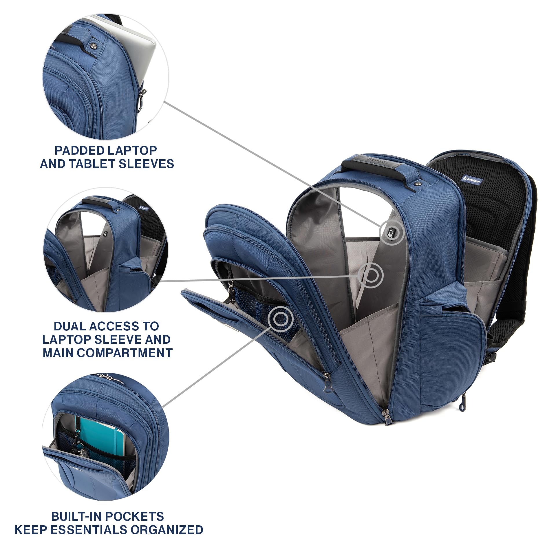 Travelpro Tourlite Laptop Backpack - Lightweight Business Travel Backpack with USB Charging Port, Water-Resistant & TSA-Approved for Airplane Carry-On | Perfect for Work Commute, College Students & International Travel