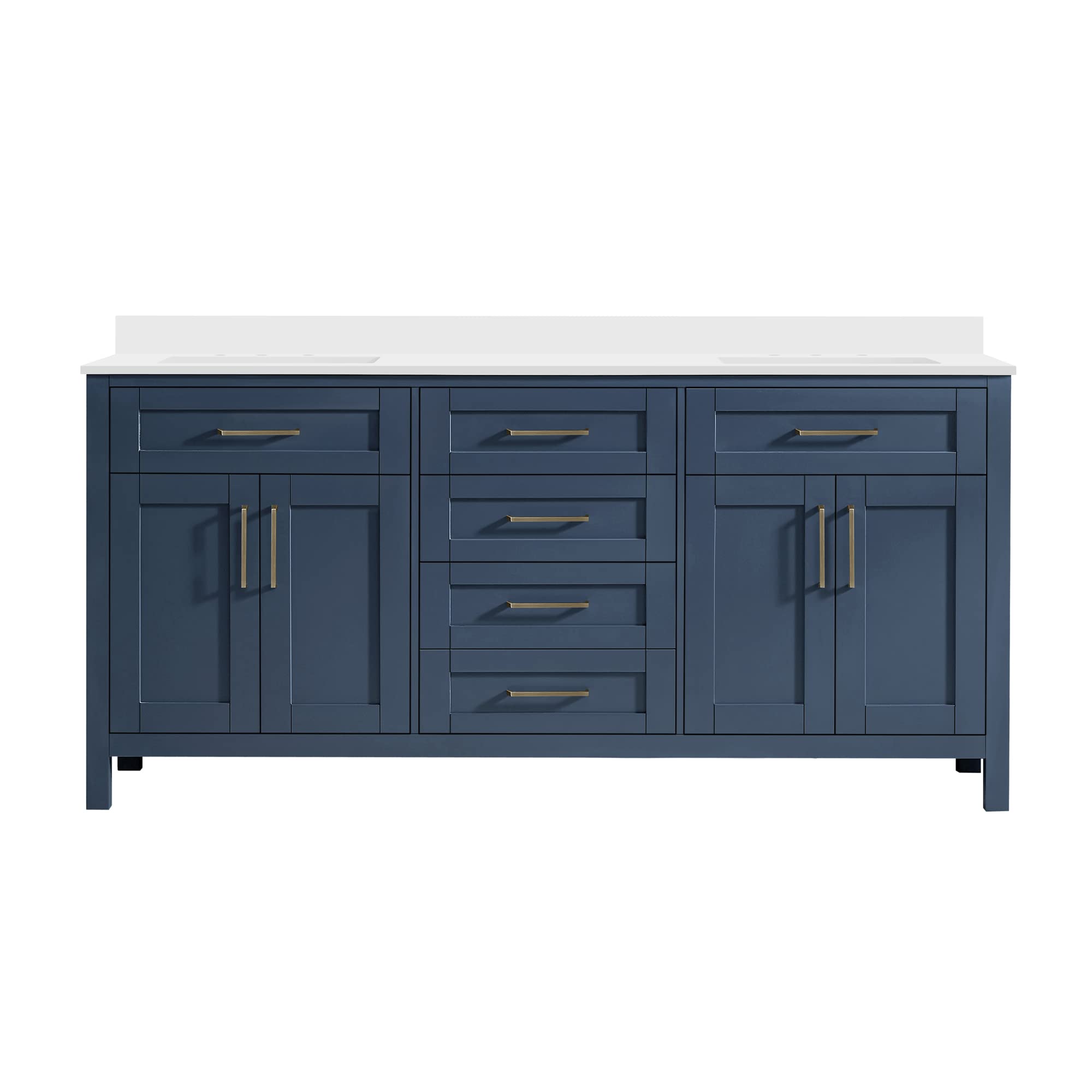 OVE Decors Maya 72-Inch Double Sink Bathroom Vanity in Midnight Blue - Modern Bathroom Storage Solution for Master Bath & Guest Powder Room