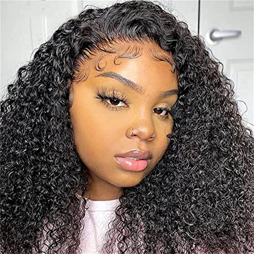 ISEE 13x4 Transparent Lace Front Wig - 200% Density Brazilian Human Hair with Baby Hair - Kinky Curly Pre Plucked Wig for Black Women (18 Inch) - Perfect for Daily Wear, Parties, and Special Occasions